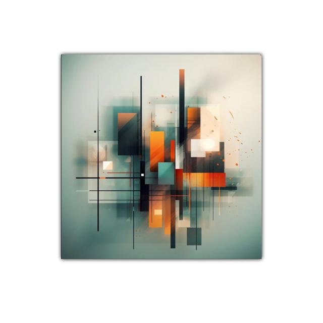 Composición abstracta en tonos cálidos y fríos