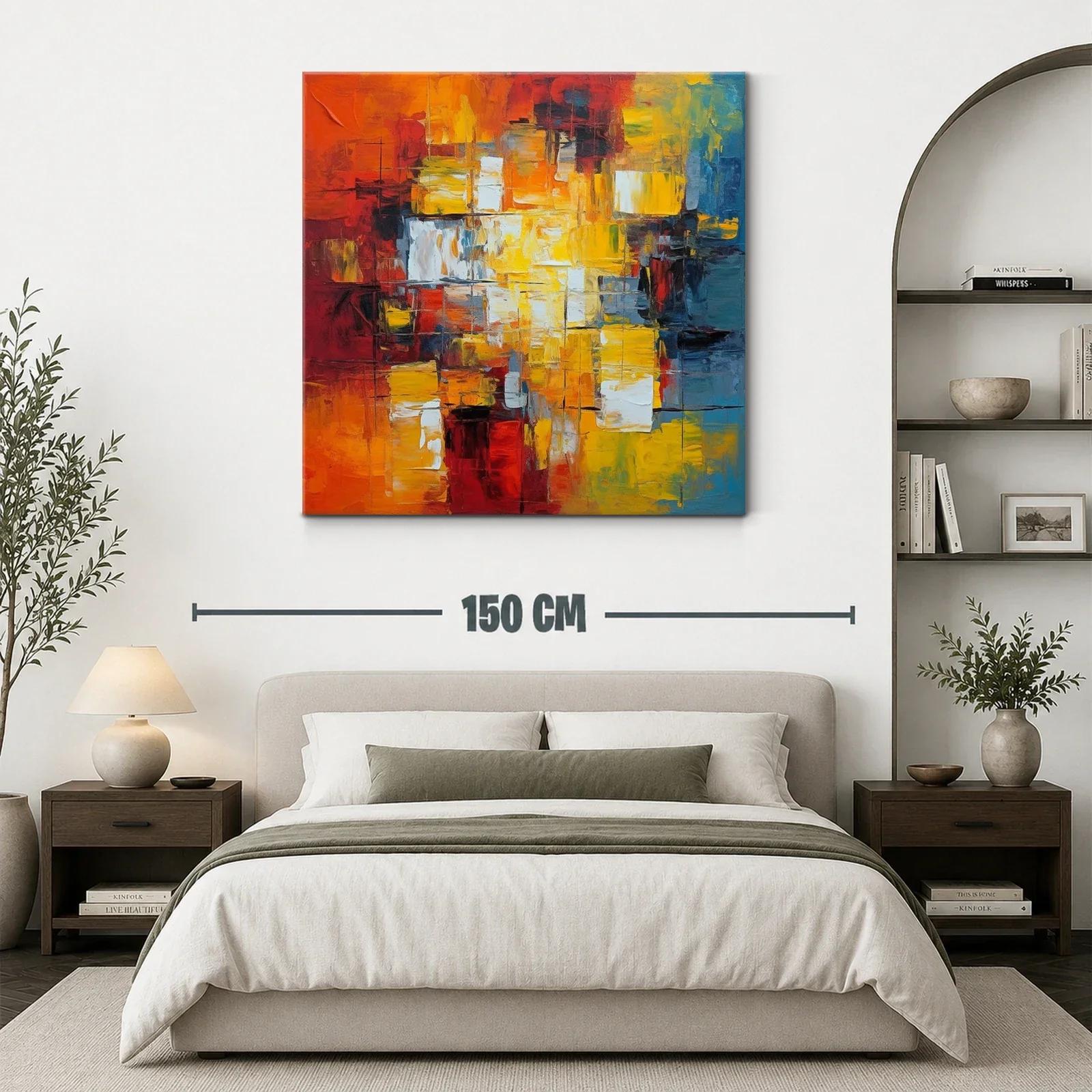 Cuadro abstracto con vibrantes tonos cálidos y fríos — miniatura 3