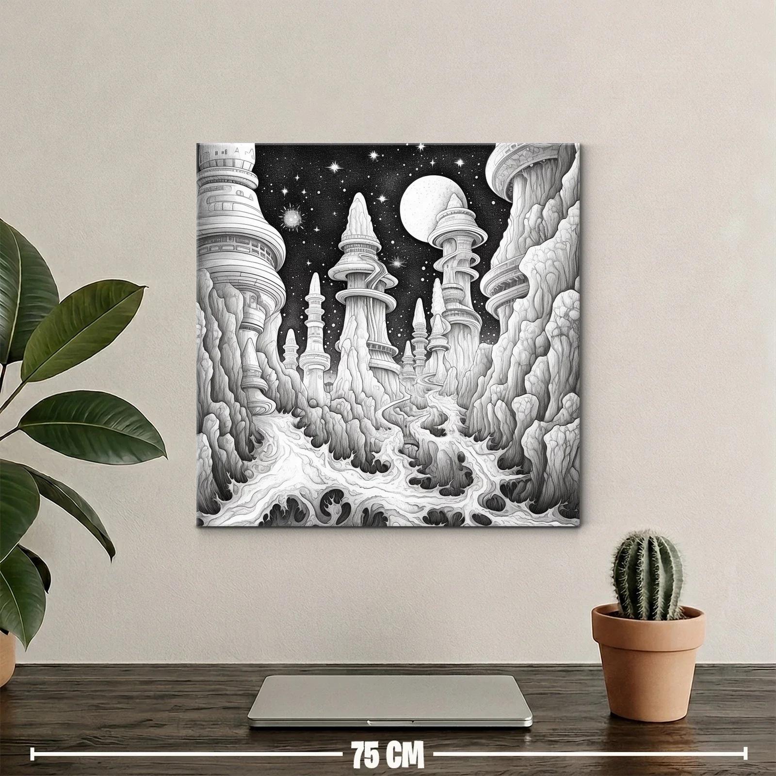 Paisaje futurista de torres imponentes y cielo estrellado — miniatura 2