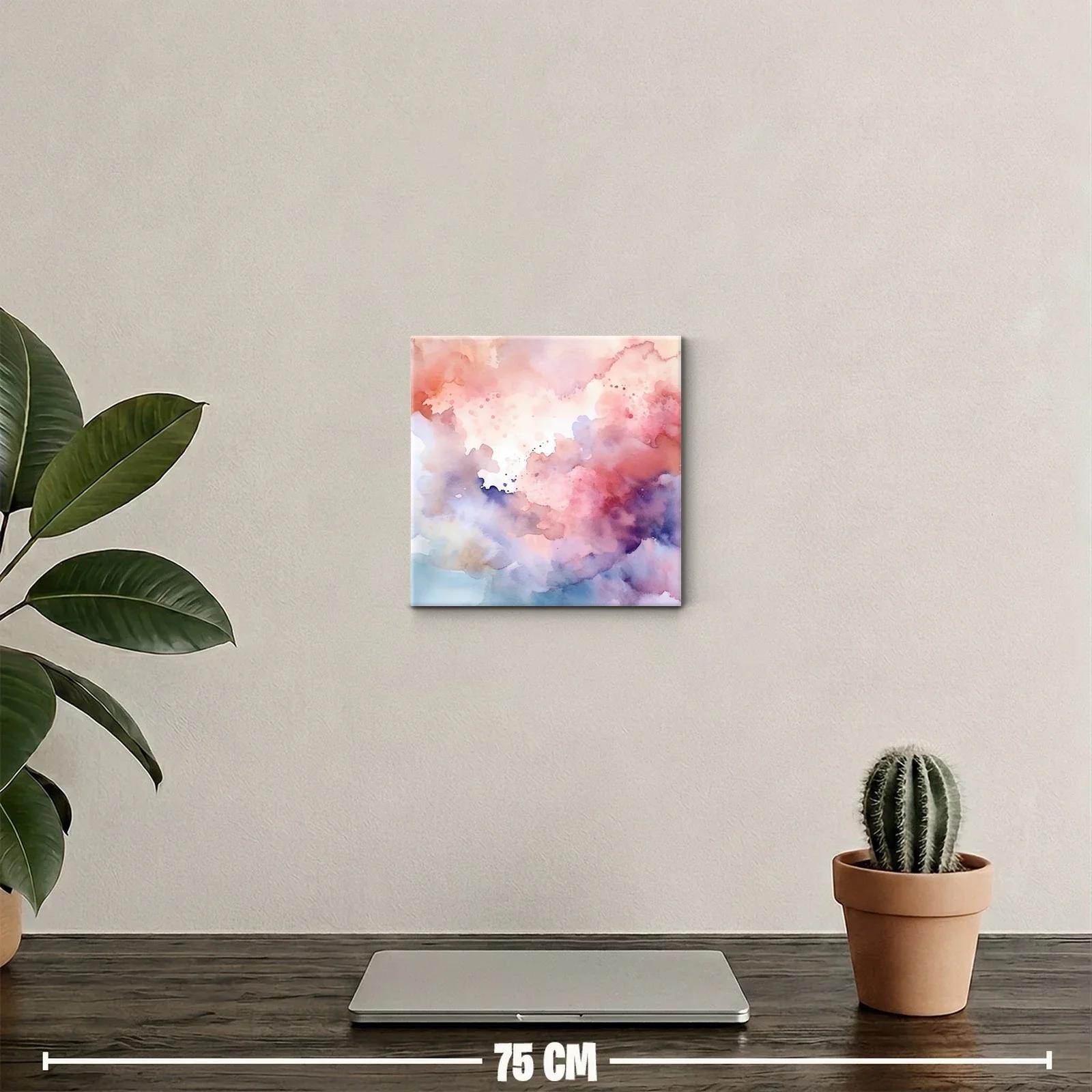 Cuadro abstracto en tonos suaves rosas y lilas — miniatura 2