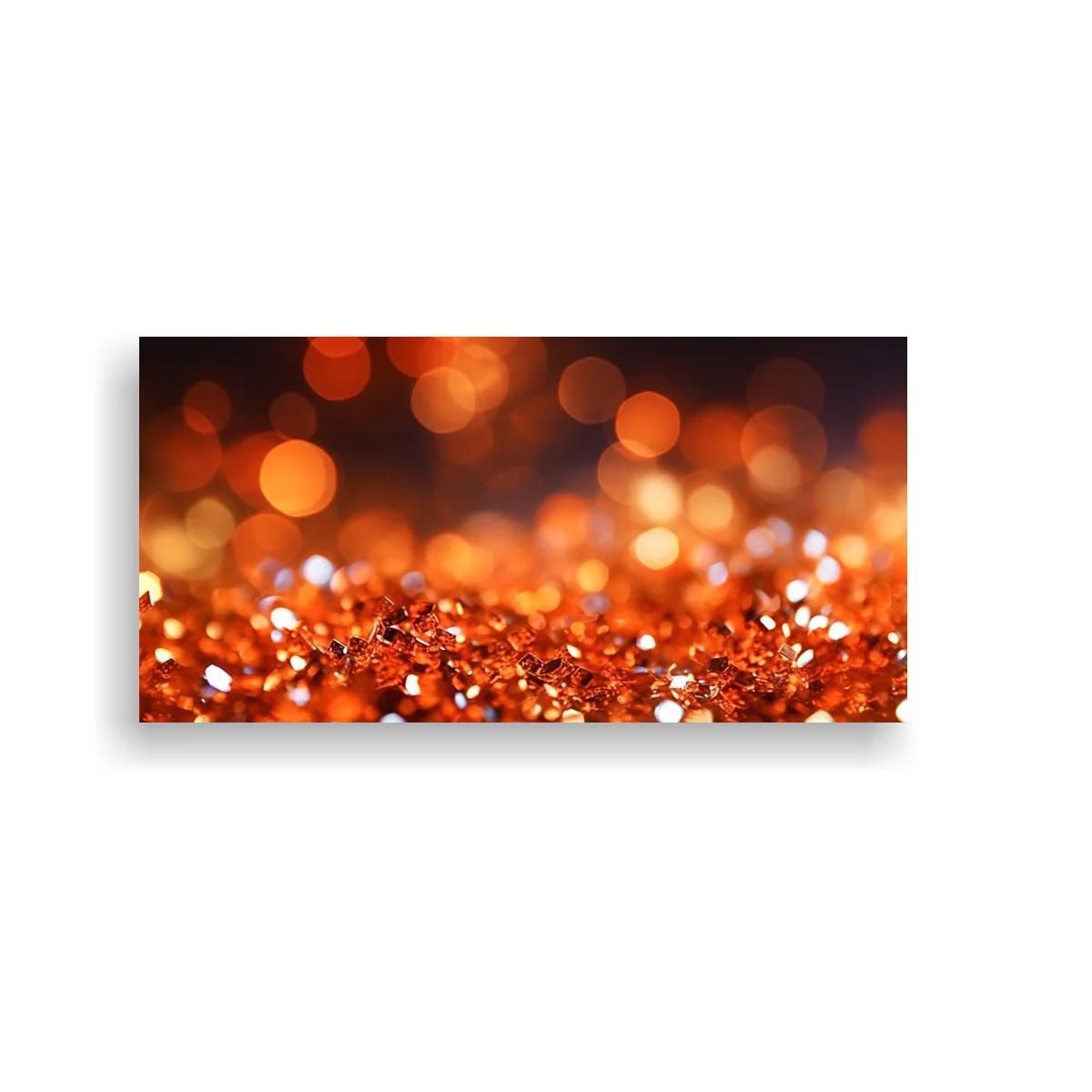 Cuadro destellos brillantes anaranjados con bokeh dorado