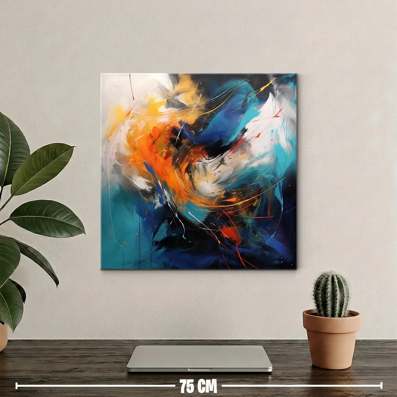 Cuadro abstracto dinámico con trazos vibrantes y contrastes intensos — miniatura 2