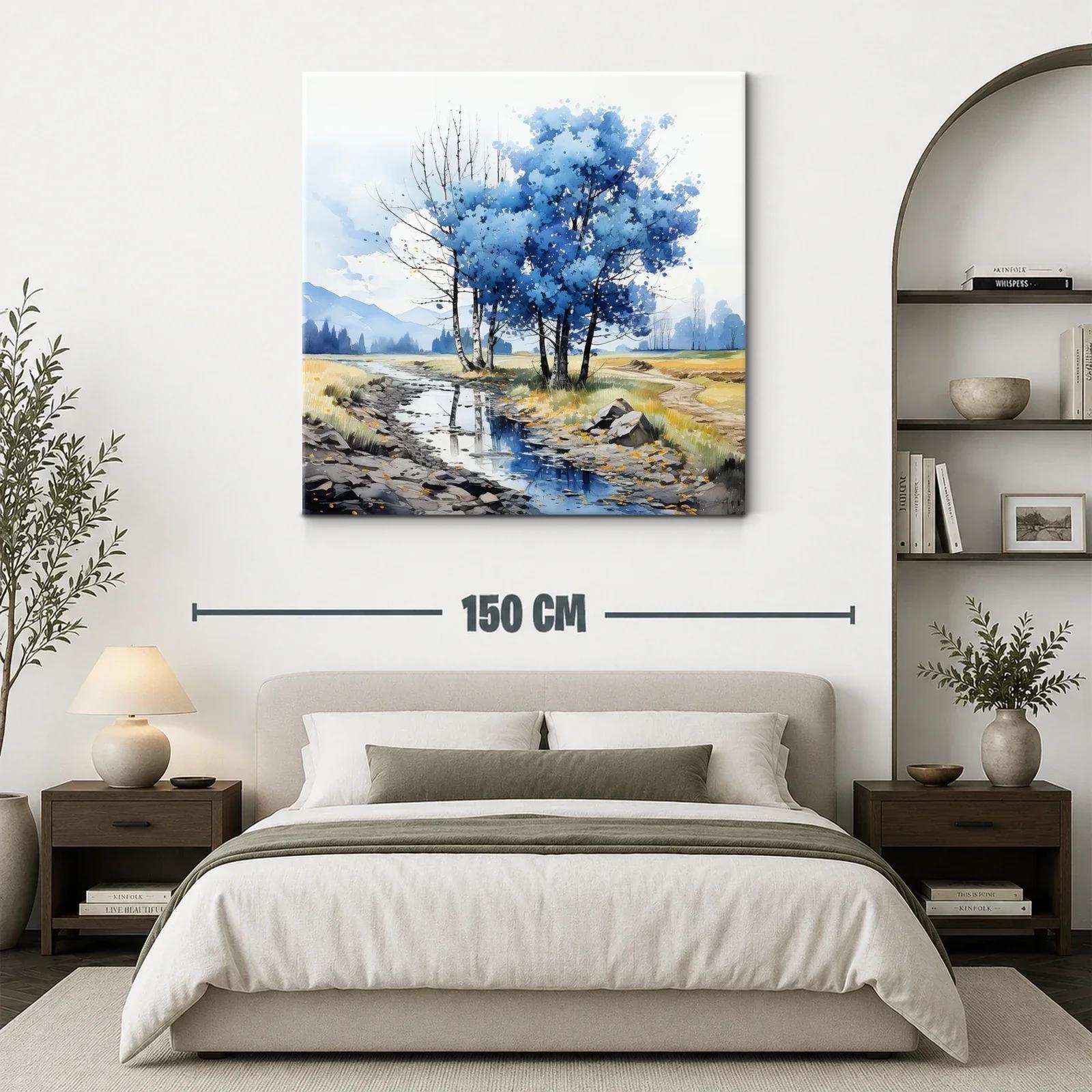 Paisaje sereno con árboles azules junto al riachuelo — miniatura 3