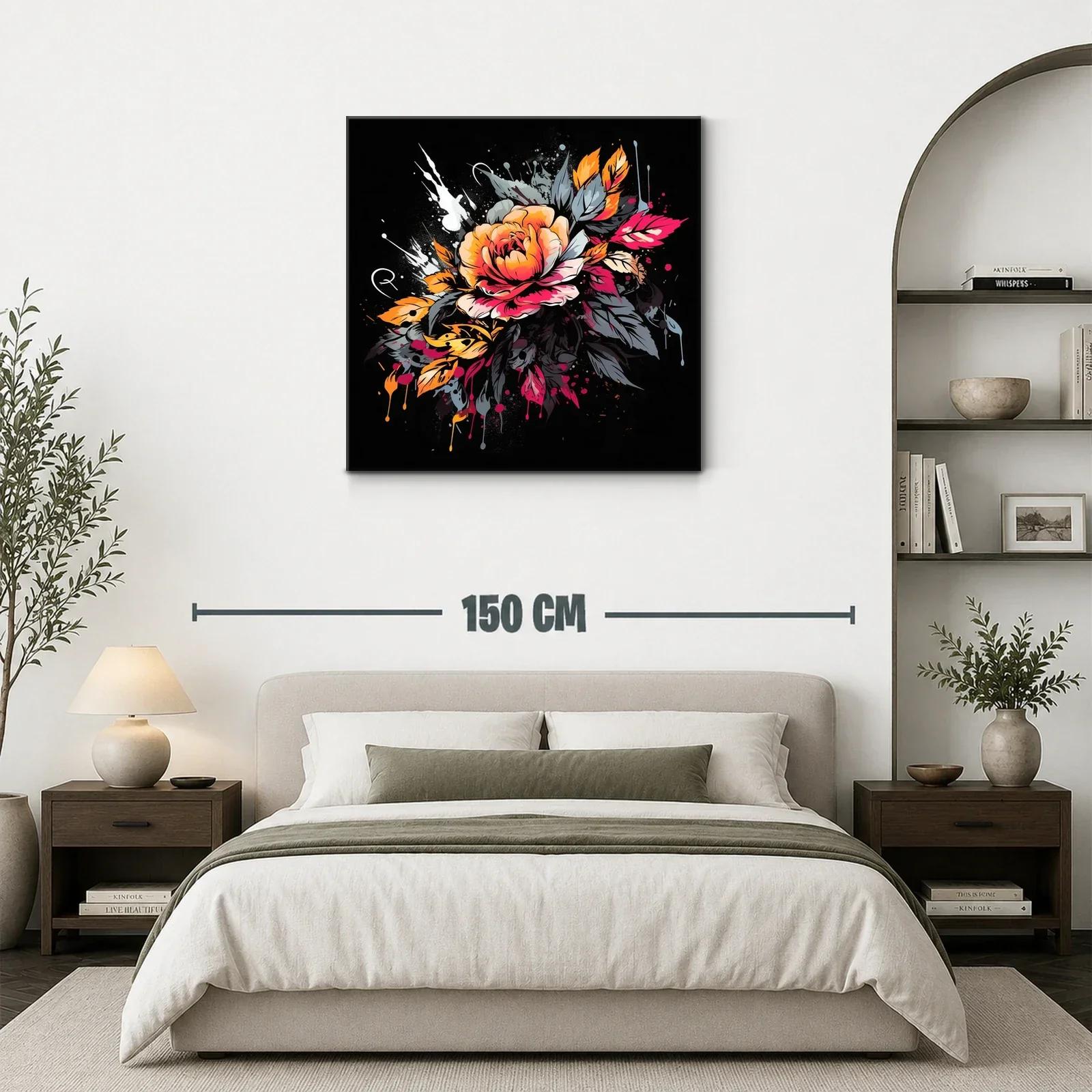Cuadro moderno con flor en tonos cálidos y diseño vibrante — miniatura 3