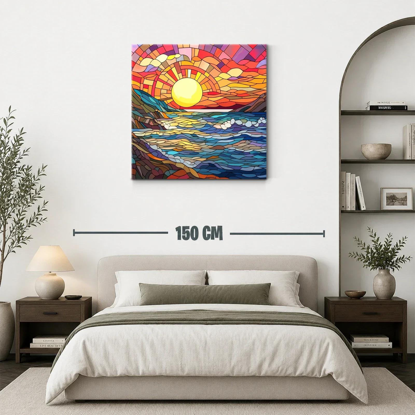 Cuadro vibrante de paisaje marino al atardecer — miniatura 3