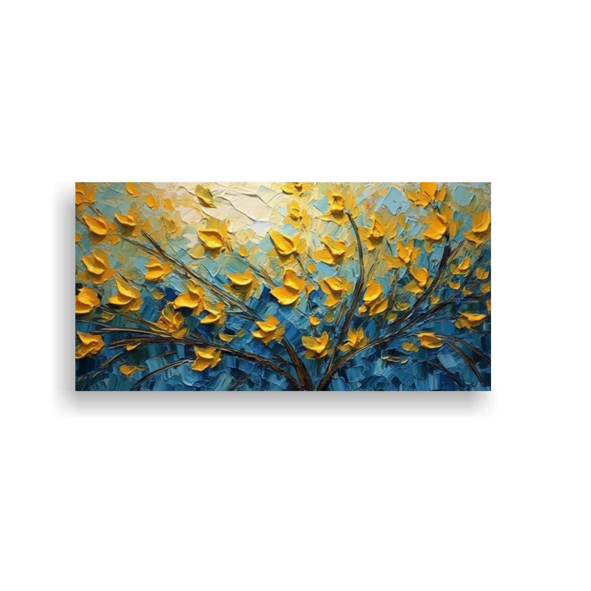 Cuadro árbol con hojas amarillas y copa extendida — imagen principal