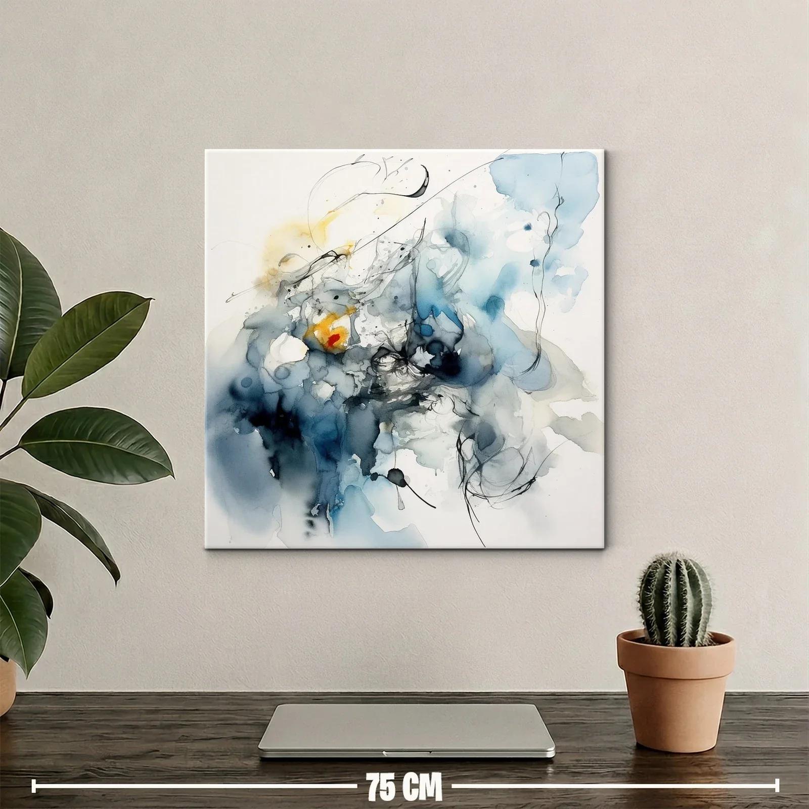 Arte abstracto con tonos azules y detalles en amarillo — miniatura 2