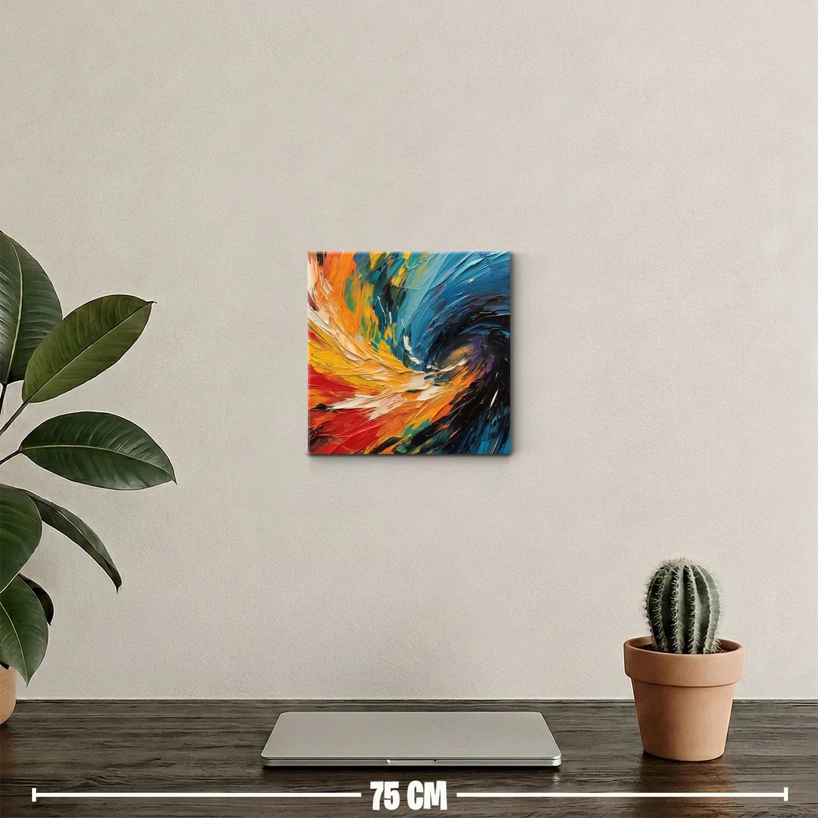 Cuadro abstracto con vibrantes pinceladas en colores cálidos — miniatura 2