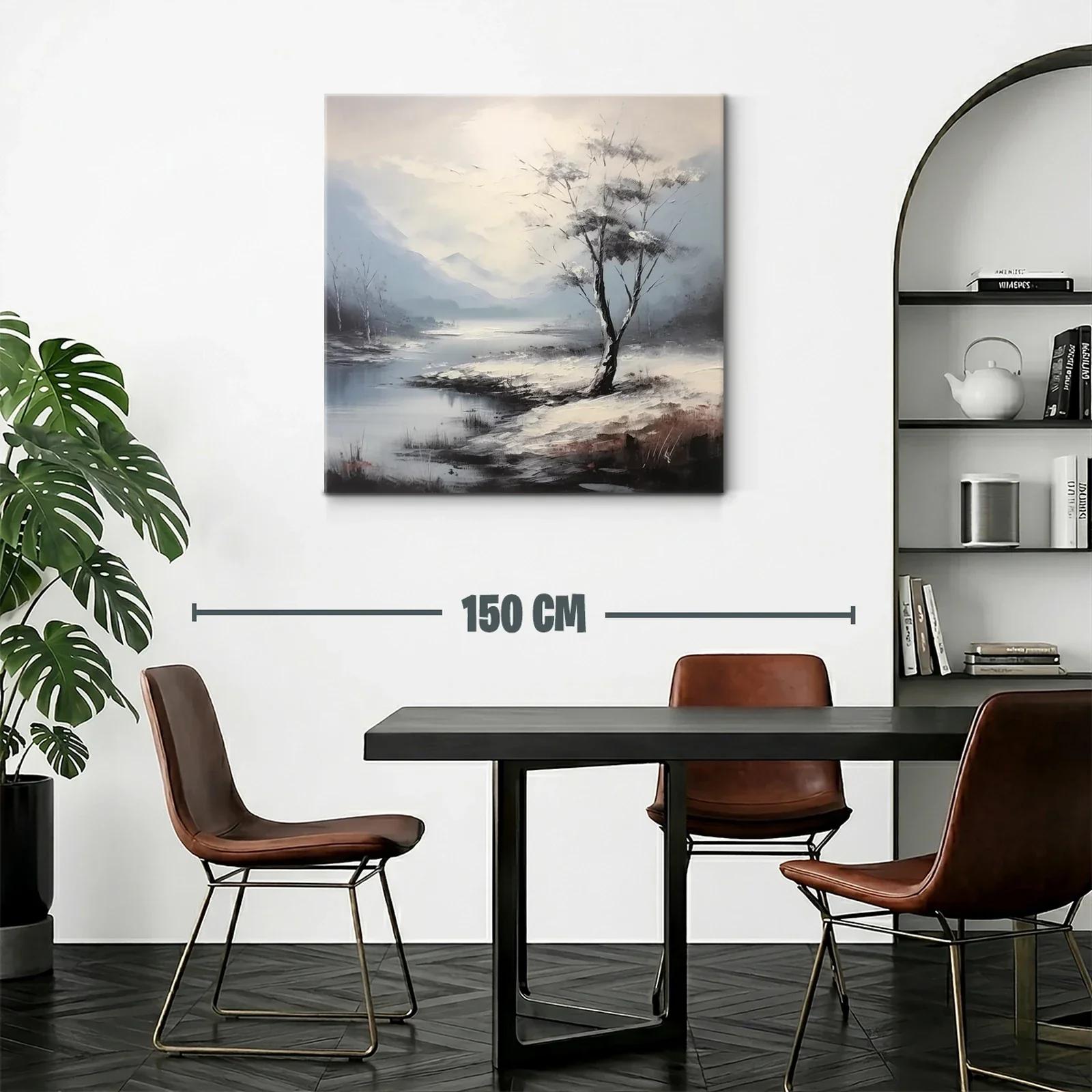 Paisaje con árbol solitario y lago en tonos suaves — miniatura 2
