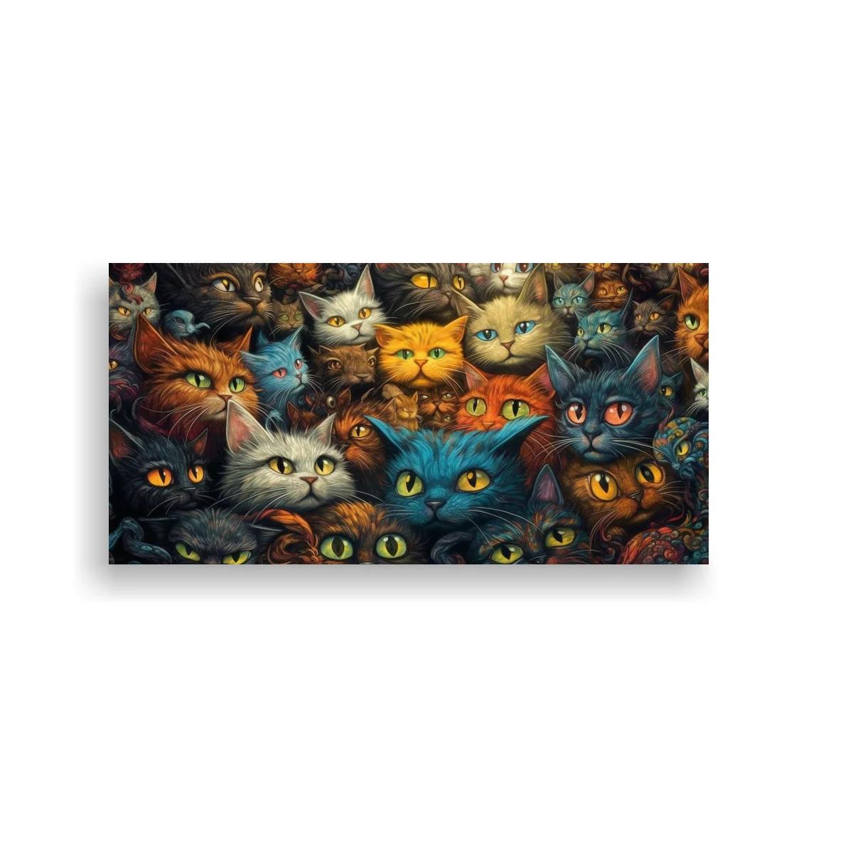 Cuadro grupo de gatos de colores con rostros superpuestos — imagen principal