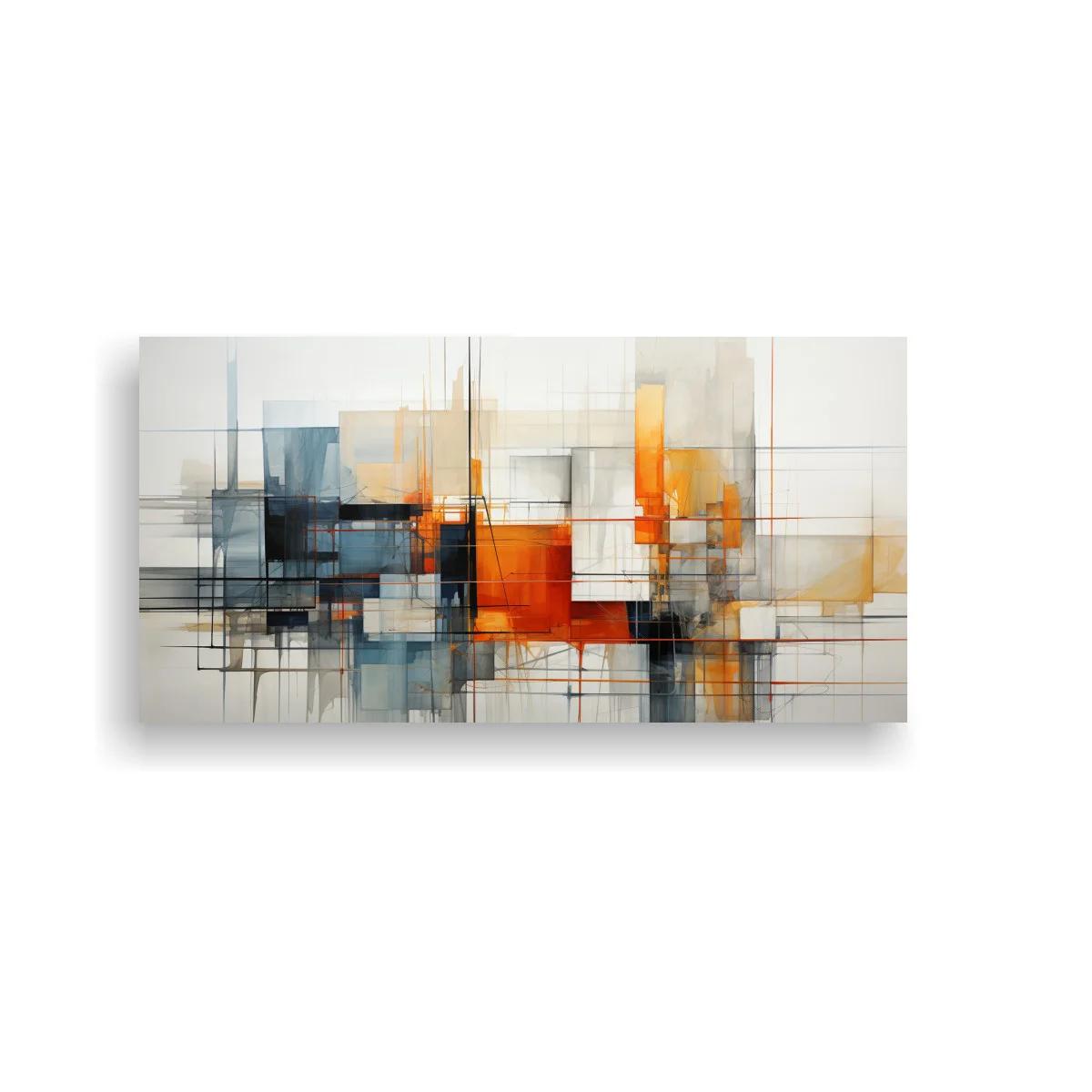Cuadro composición geométrica abstracta con rectángulos y líneas