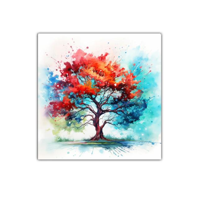 Árbol en explosión de colores vibrantes y energía única