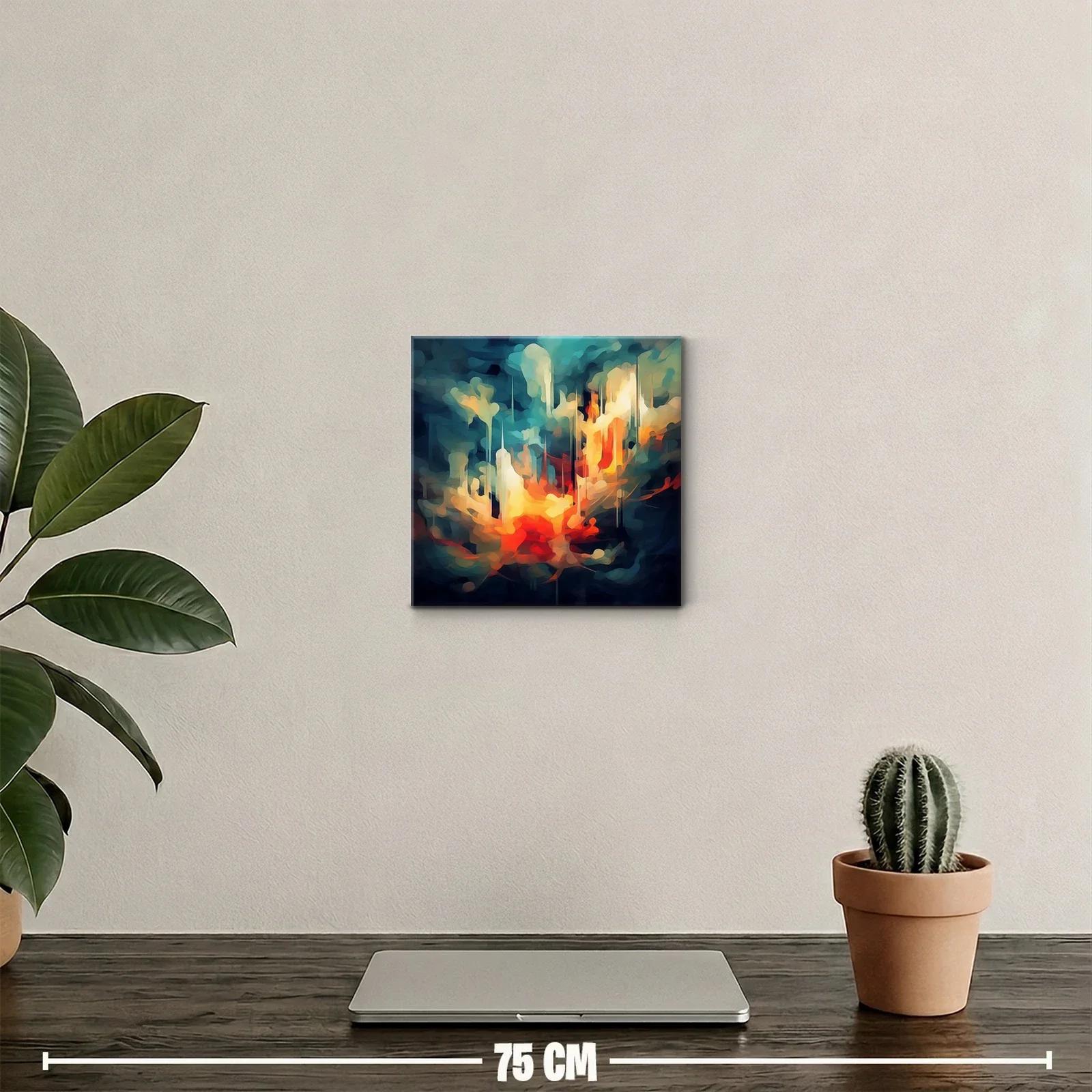 Composición abstracta en tonos cálidos y fríos vibrantes — miniatura 2