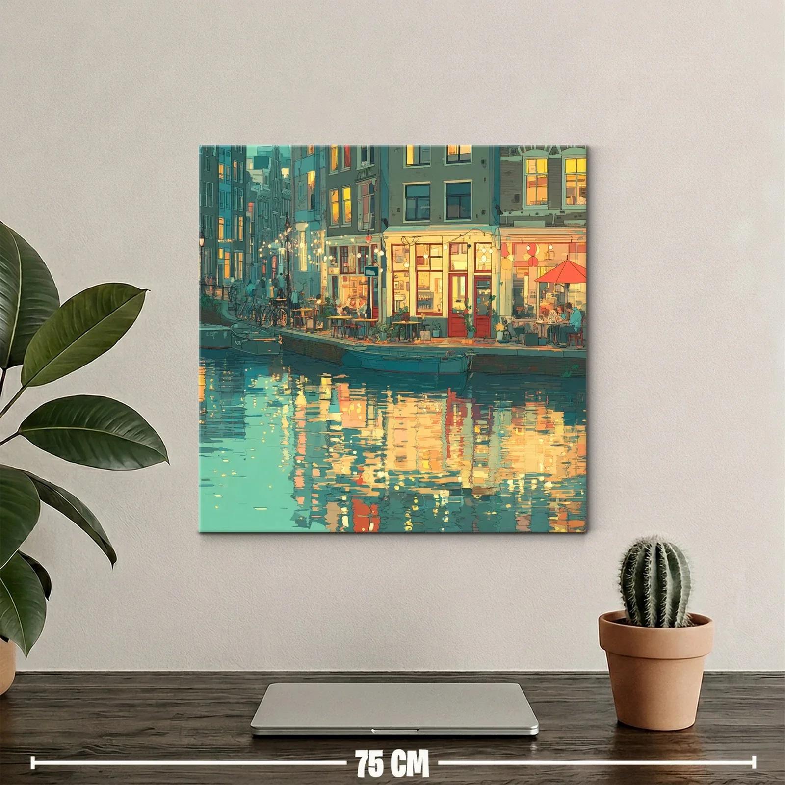 Encanto nocturno de un canal europeo iluminado — miniatura 2