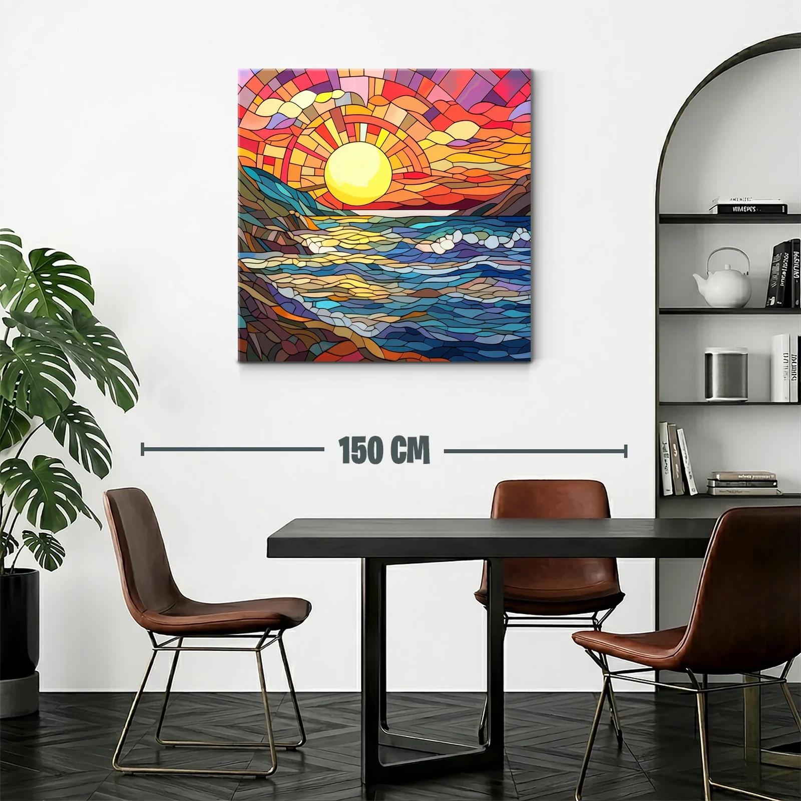 Cuadro vibrante de paisaje marino al atardecer — miniatura 2