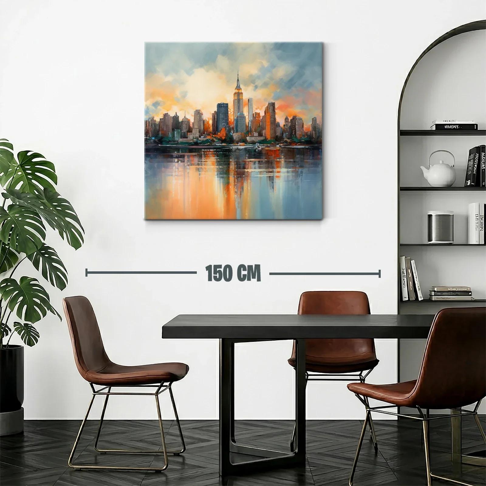Atardecer vibrante en skyline urbano con reflejos en agua — miniatura 2