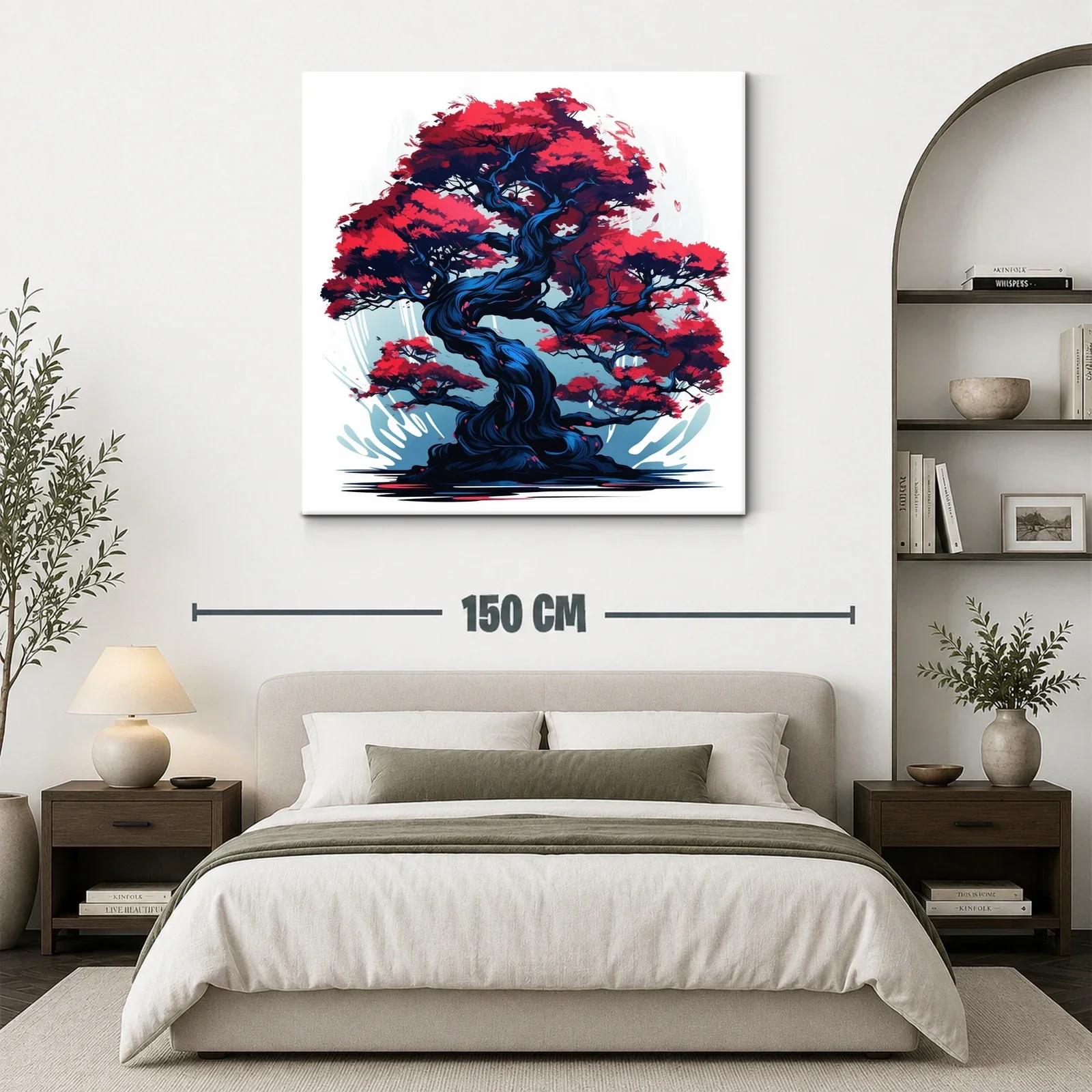 Árbol elegante con follaje rojo vibrante y tronco azul oscuro — miniatura 3