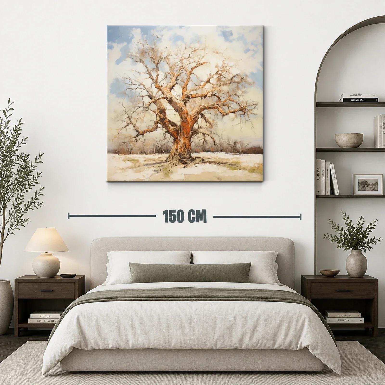 Árbol solitario con tonos cálidos y fondo nevado — miniatura 3