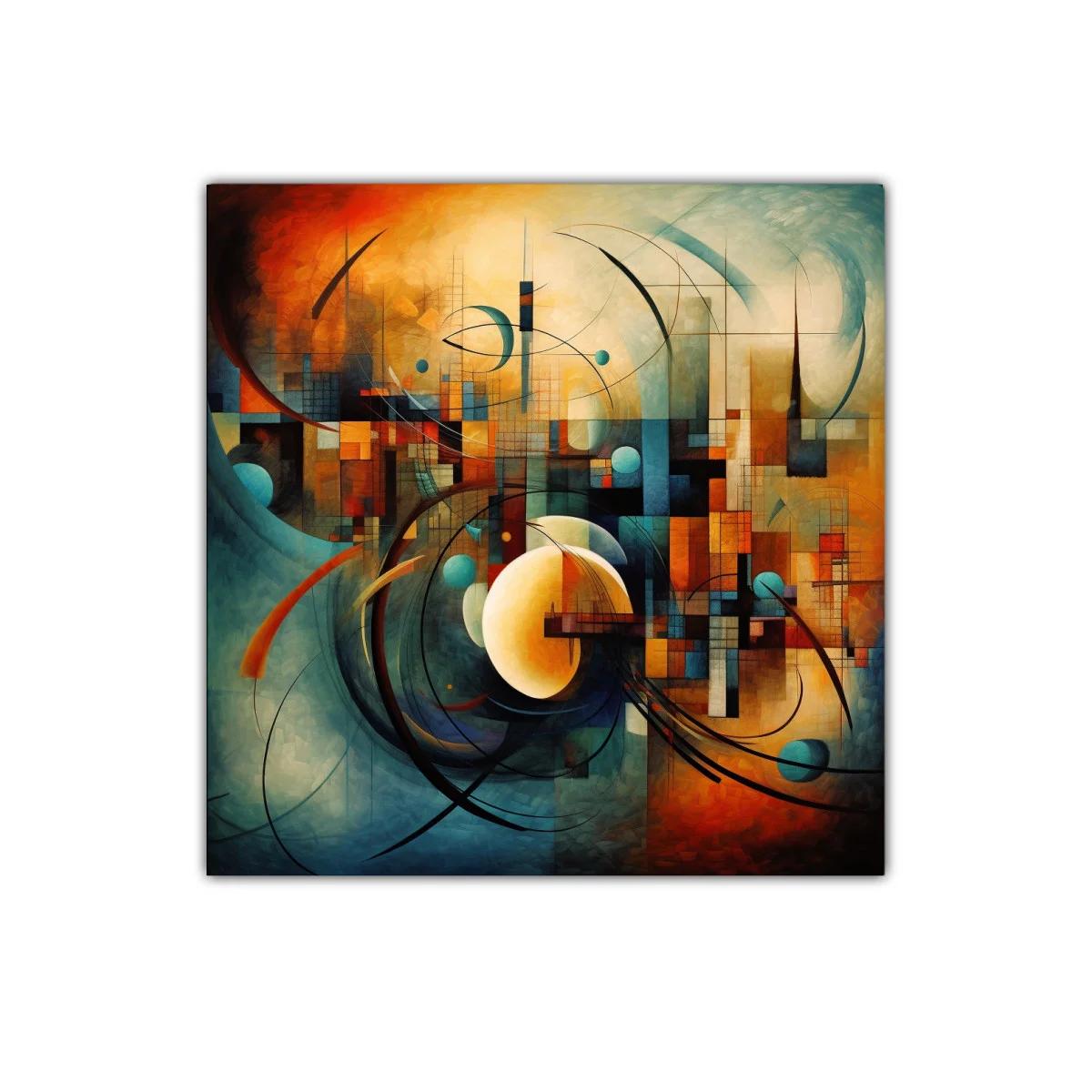 Composición abstracta con tonos cálidos y figuras orgánicas