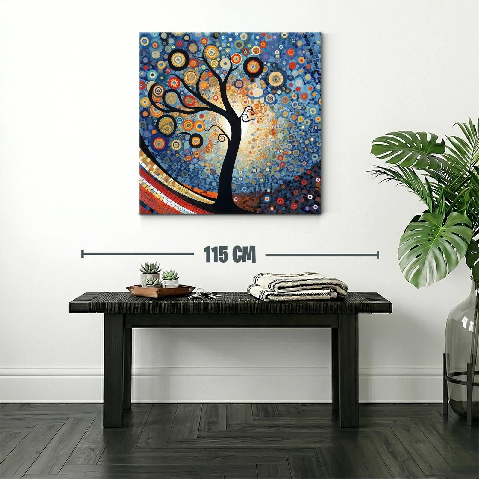 Árbol estilizado con círculos vibrantes y fondo azul — miniatura 2