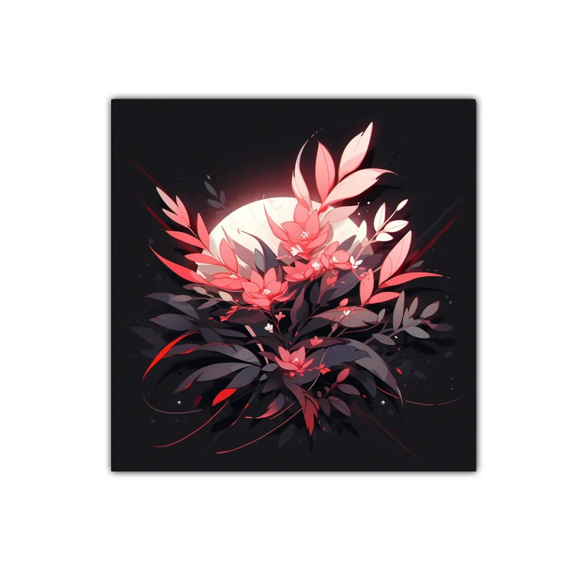 Cuadro floral luminoso con contraste en tonos rojos y negros — imagen principal