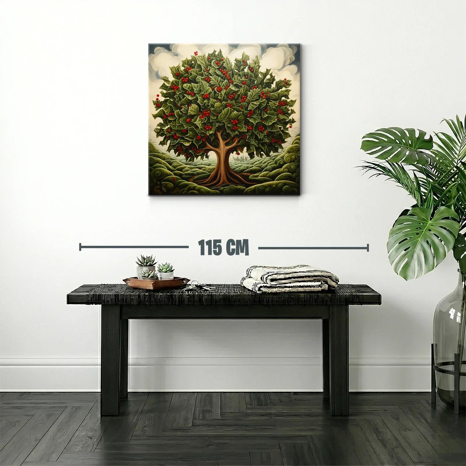 Árbol frondoso con hojas verdes y frutos rojos vibrantes — miniatura 2