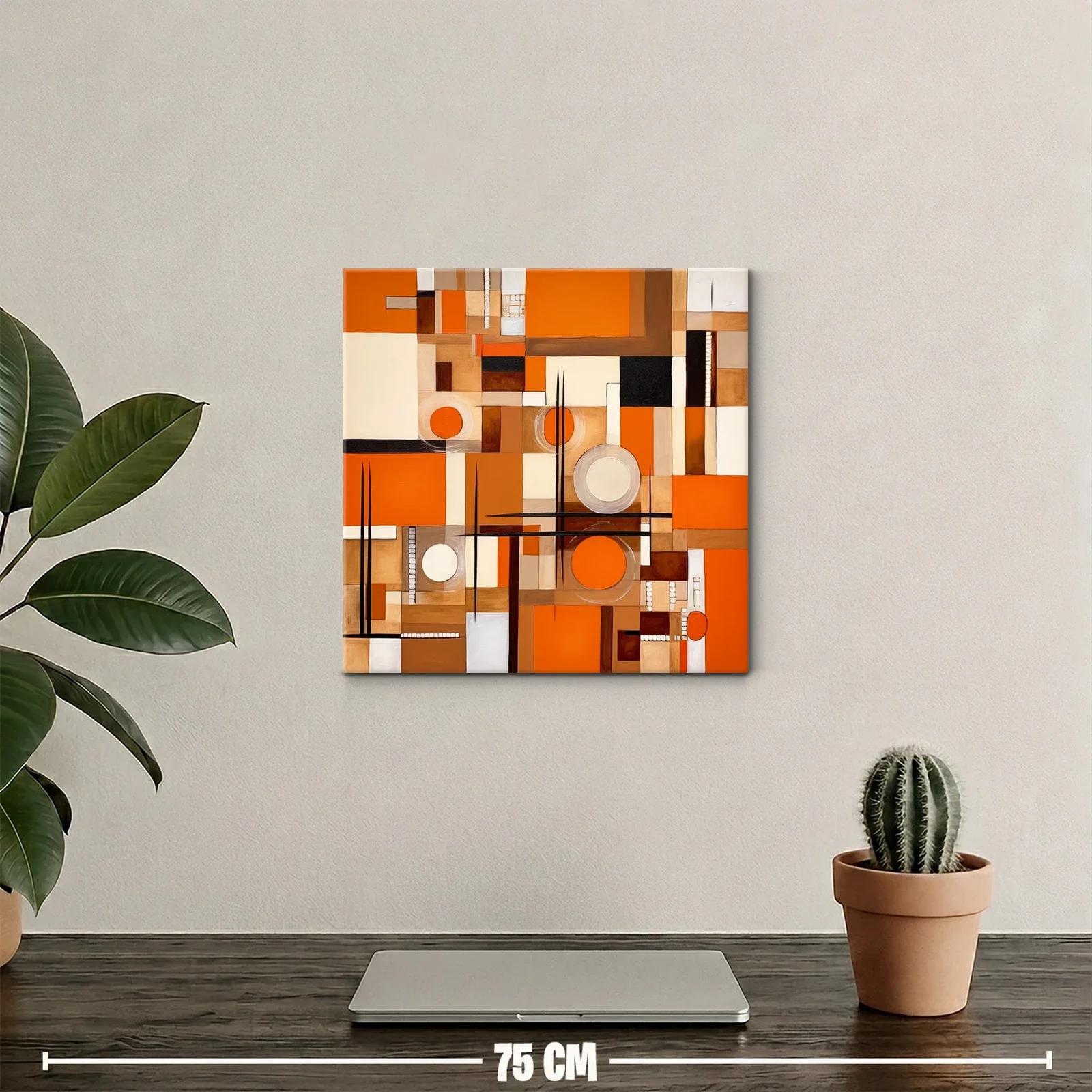 Cuadro abstracto con formas geométricas y tonos cálidos — miniatura 2