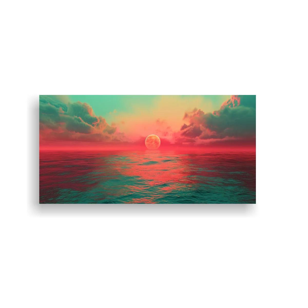 Cuadro sol sobre el mar con resplandor rosado — imagen principal