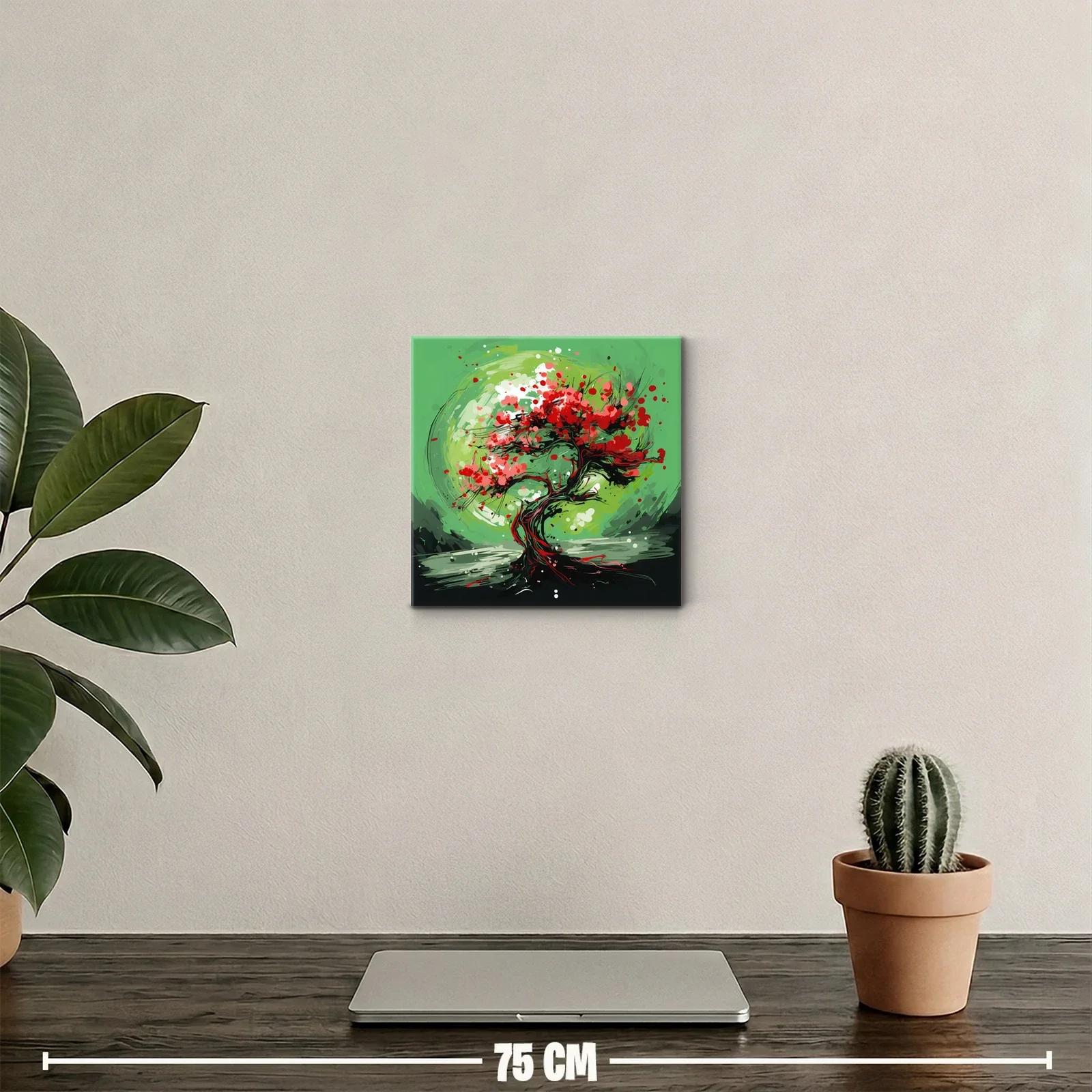Árbol abstracto con vibrantes tonos verdes y rojos — miniatura 2
