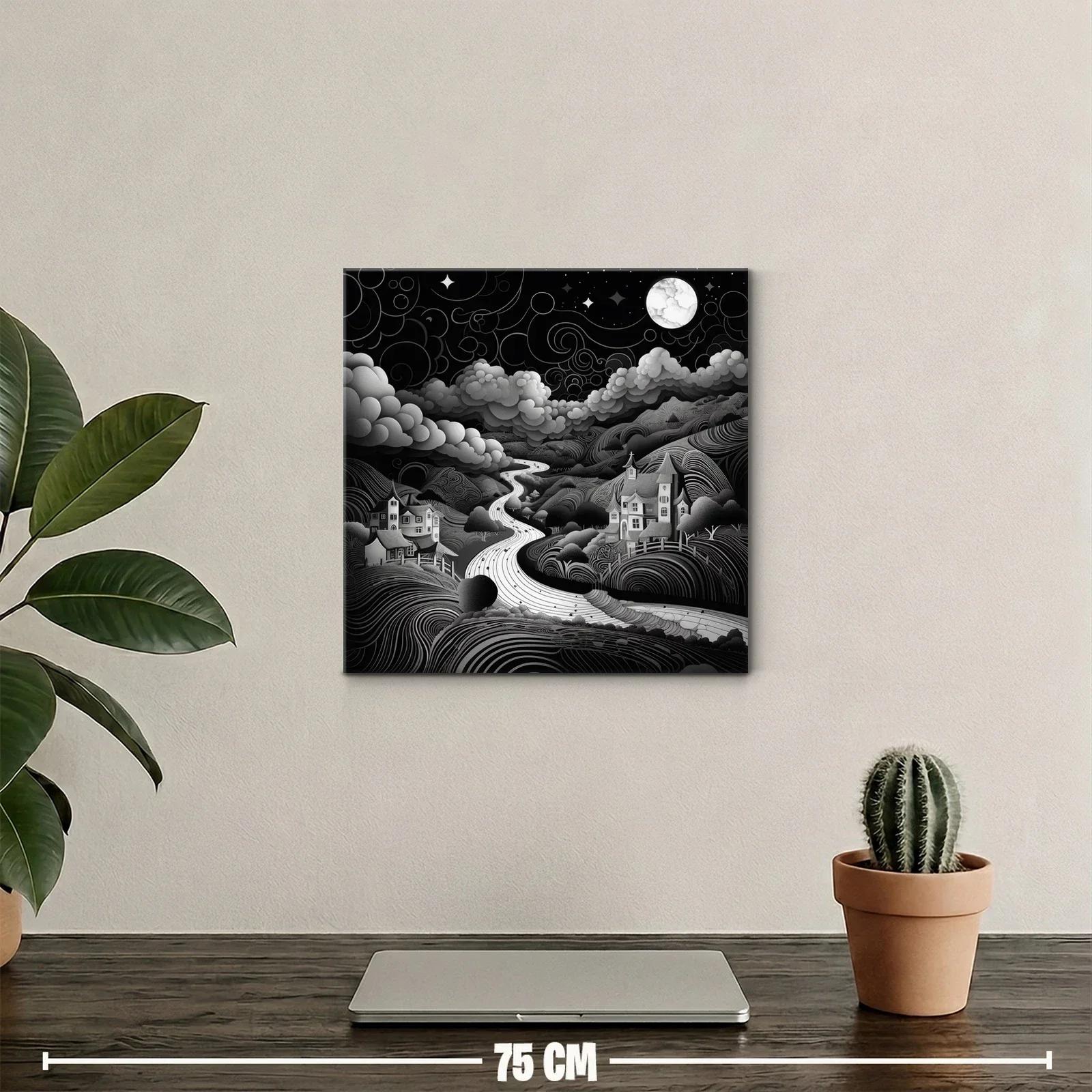 Paisaje nocturno onírico con río bajo la luna llena — miniatura 2