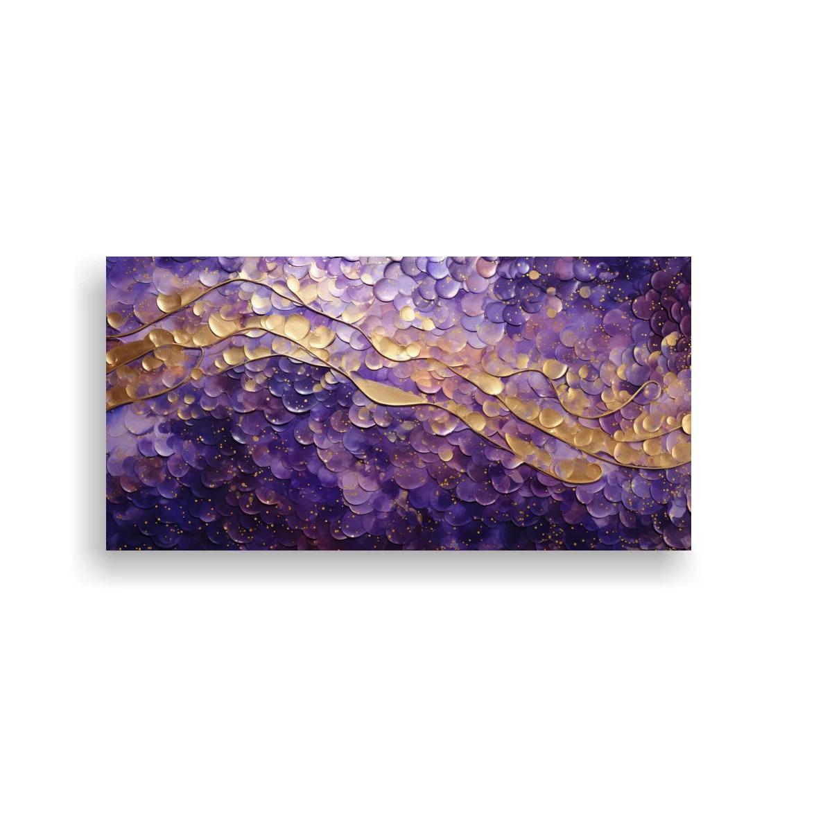 Cuadro ondas abstractas doradas en violeta