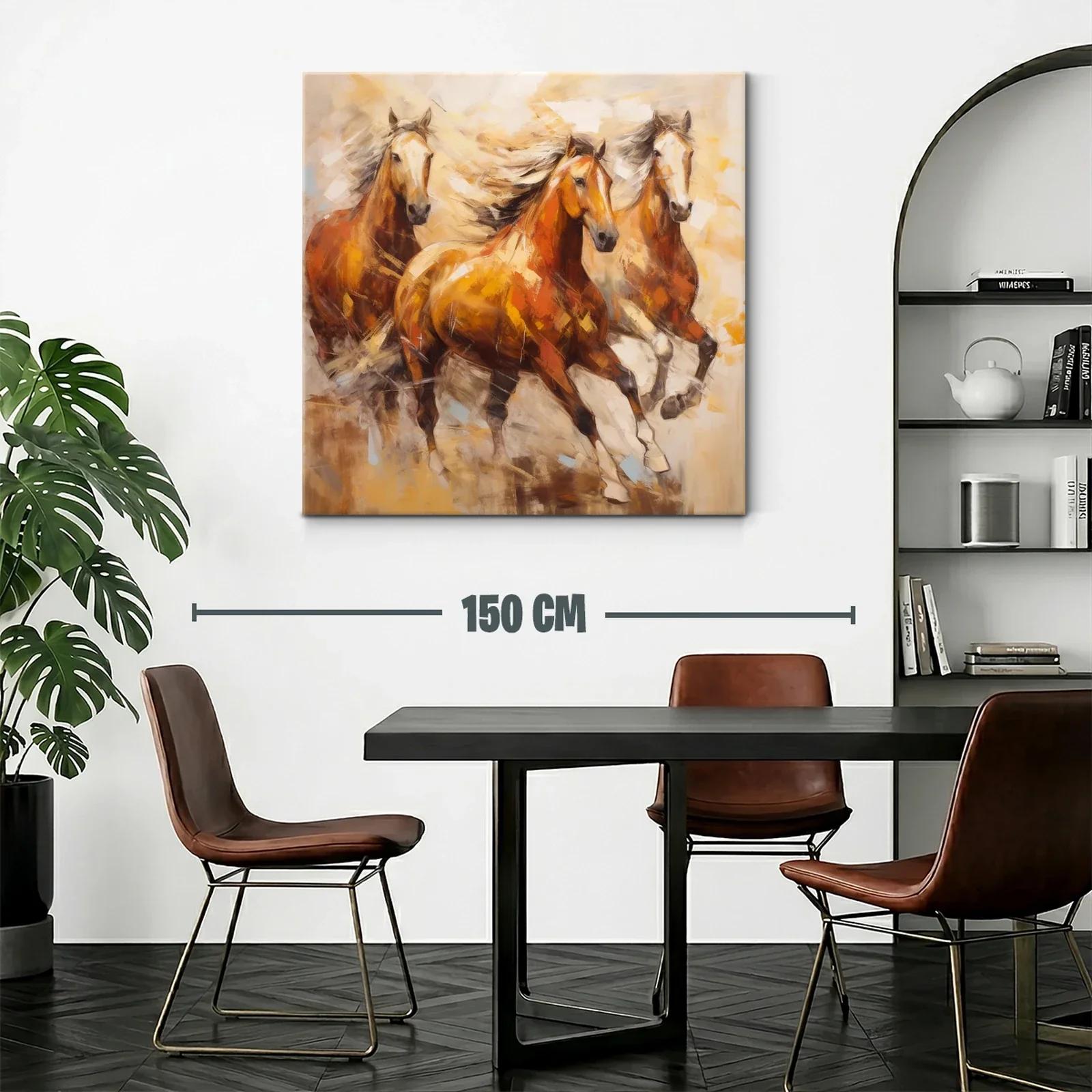 Cuadro con Caballos en Movimiento y Tonos Cálidos — miniatura 2