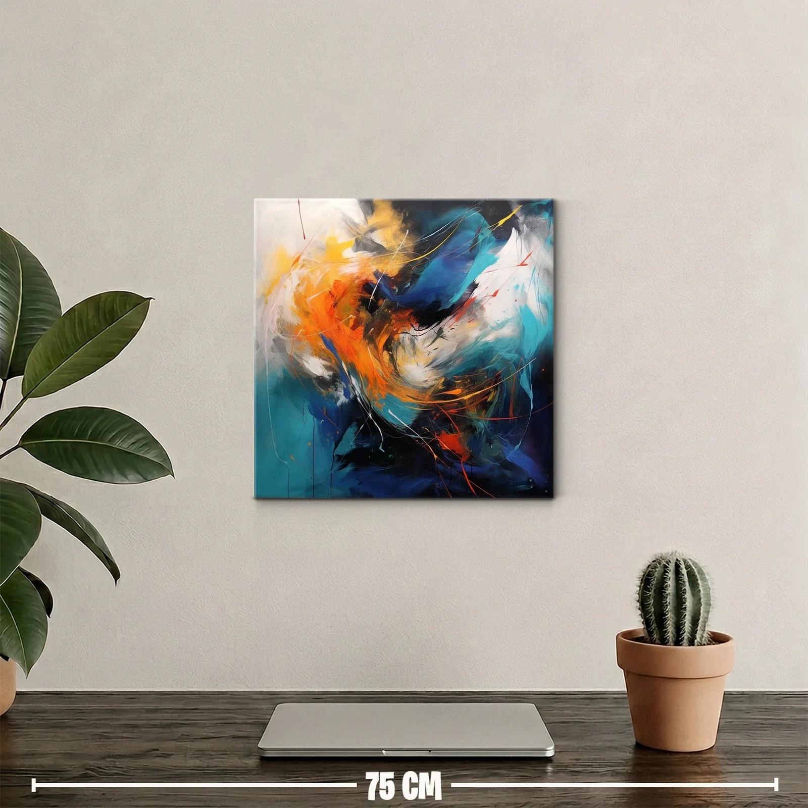Cuadro abstracto dinámico con trazos vibrantes y contrastes intensos — miniatura 2
