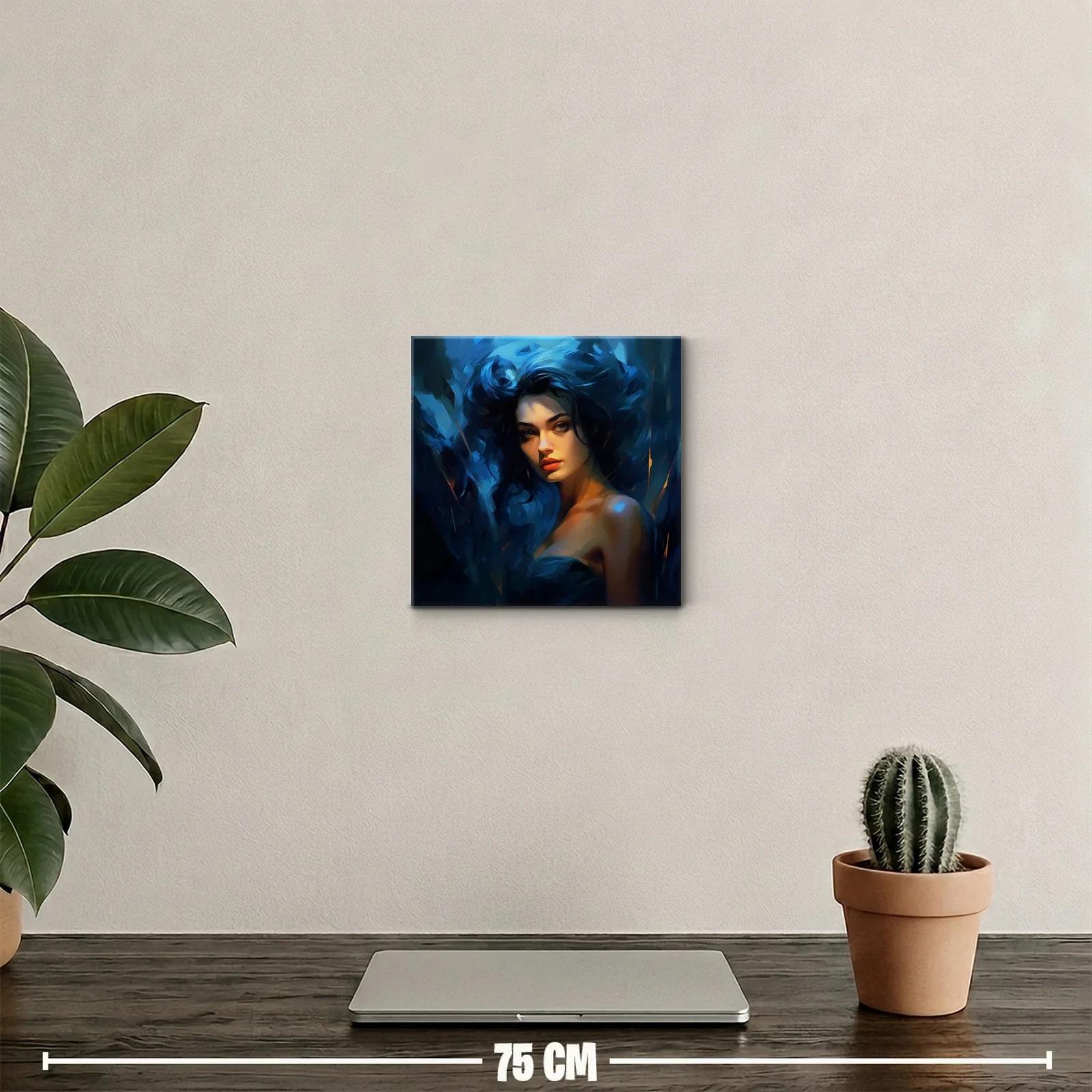 Retrato femenino con luces y sombras en tonos azules — miniatura 2