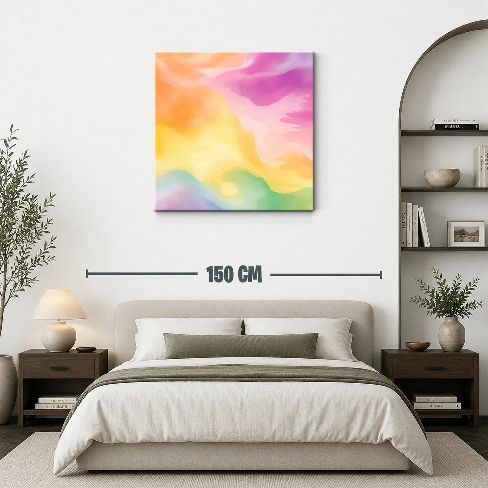 Cuadro abstracto con tonos pastel vibrantes y suaves — miniatura 3