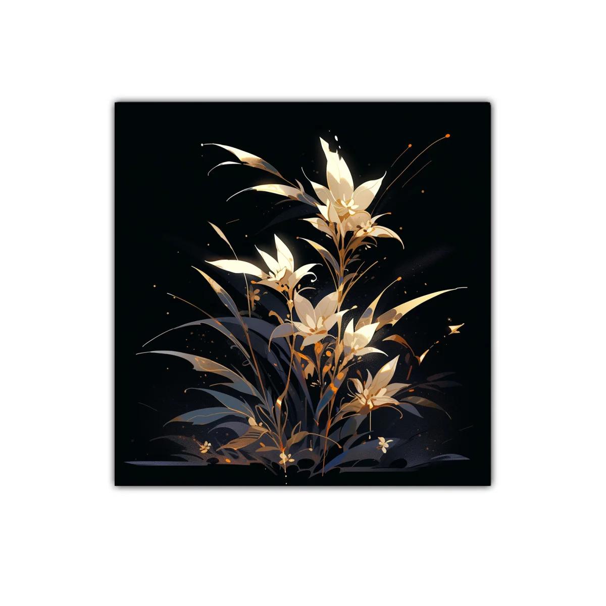 Ramillete de flores iluminadas sobre fondo oscuro elegante