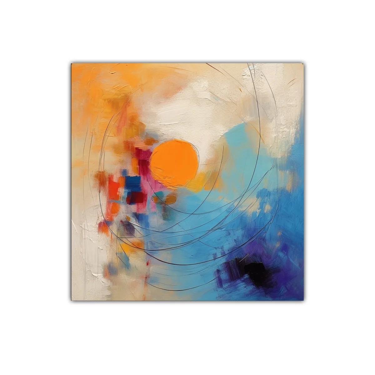 Cuadro abstracto con tonos vibrantes y formas circulares