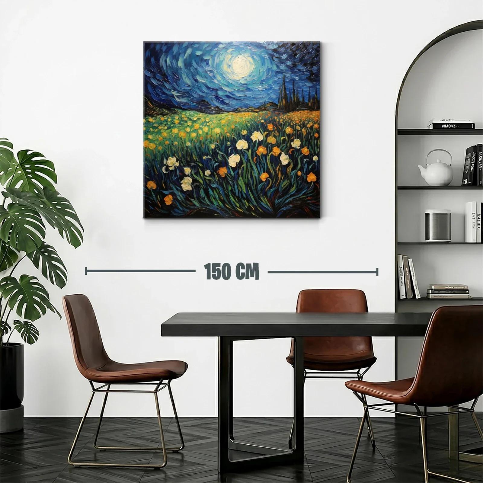 Campo de flores bajo cielo nocturno brillante — miniatura 2