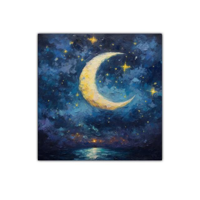 Cuadro decorativo Luna y Estrellas en cielo nocturno