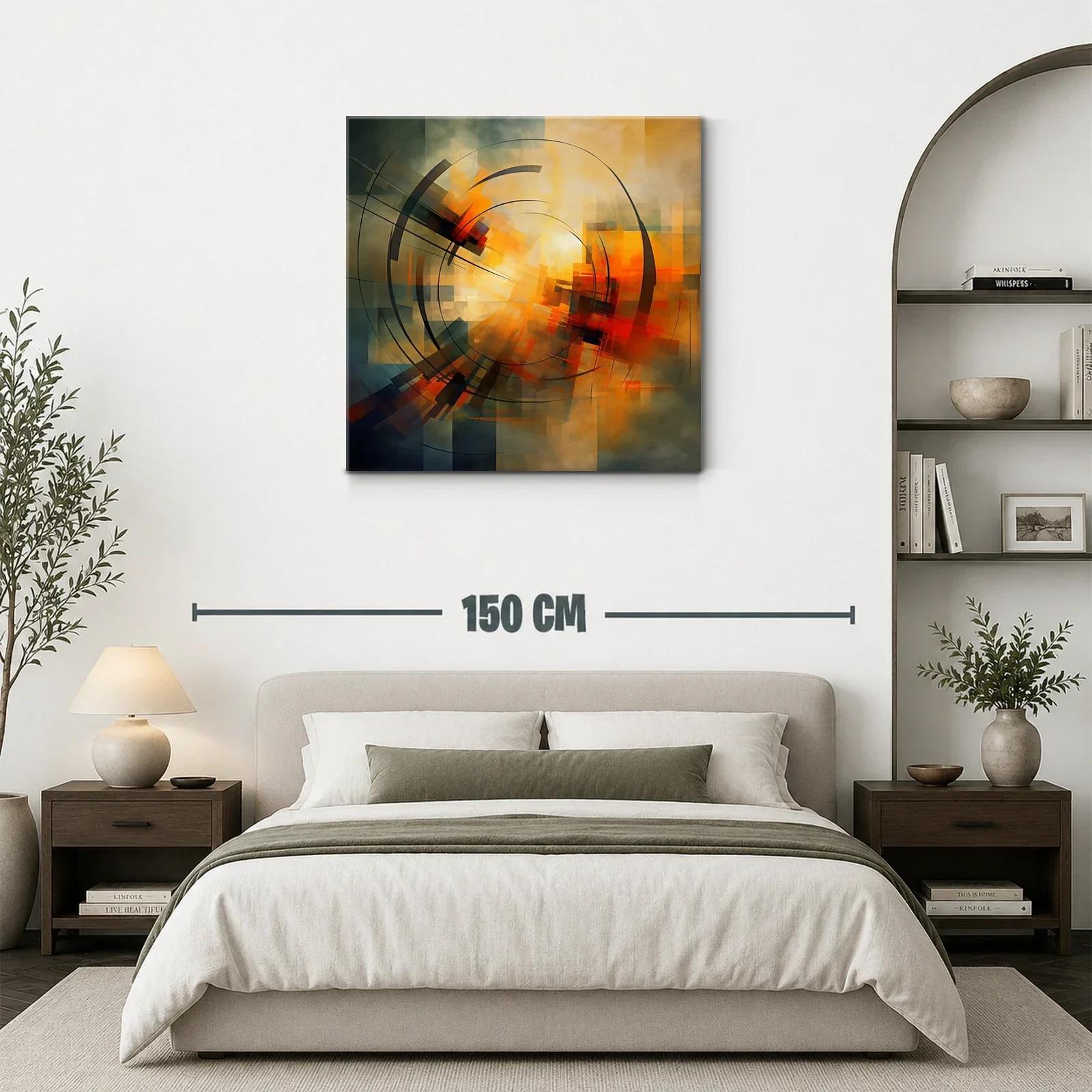 Cuadro abstracto con formas circulares y tonos cálidos — miniatura 3