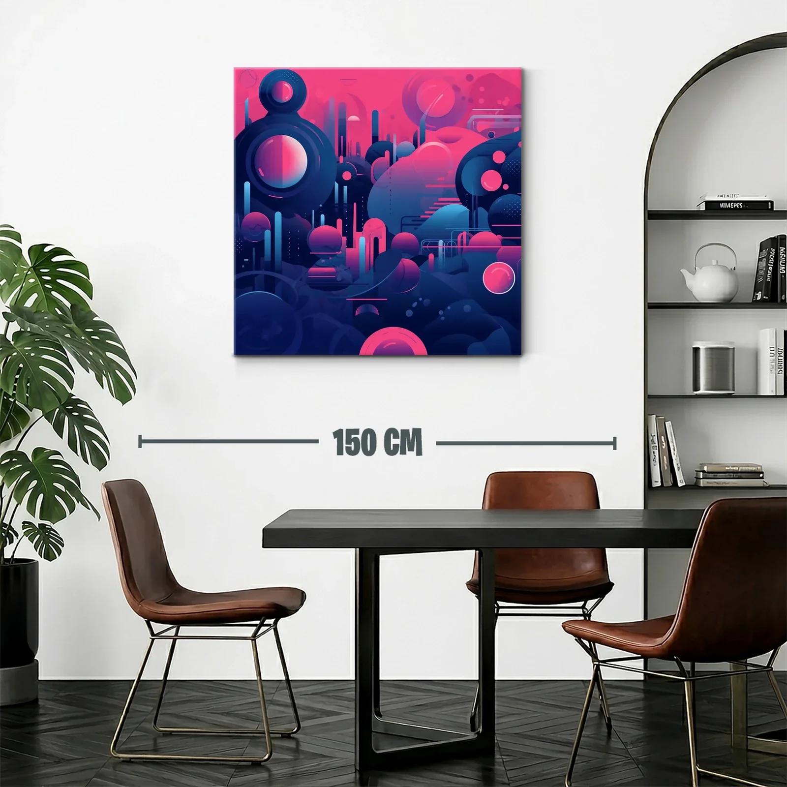 Composición abstracta futurista en tonos azul y rosa brillante — miniatura 2
