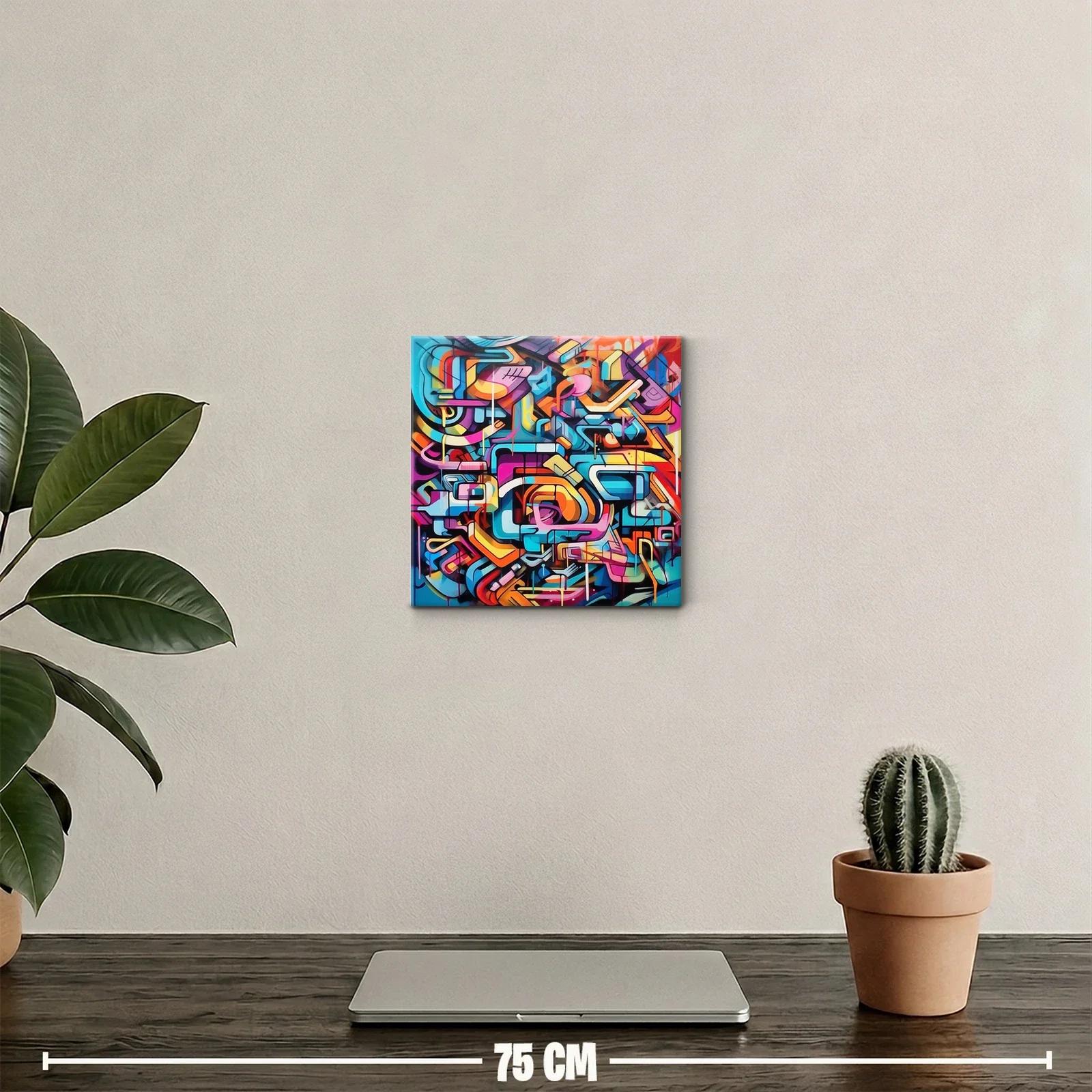 Cuadro abstracto con formas geométricas y colores vibrantes — miniatura 2