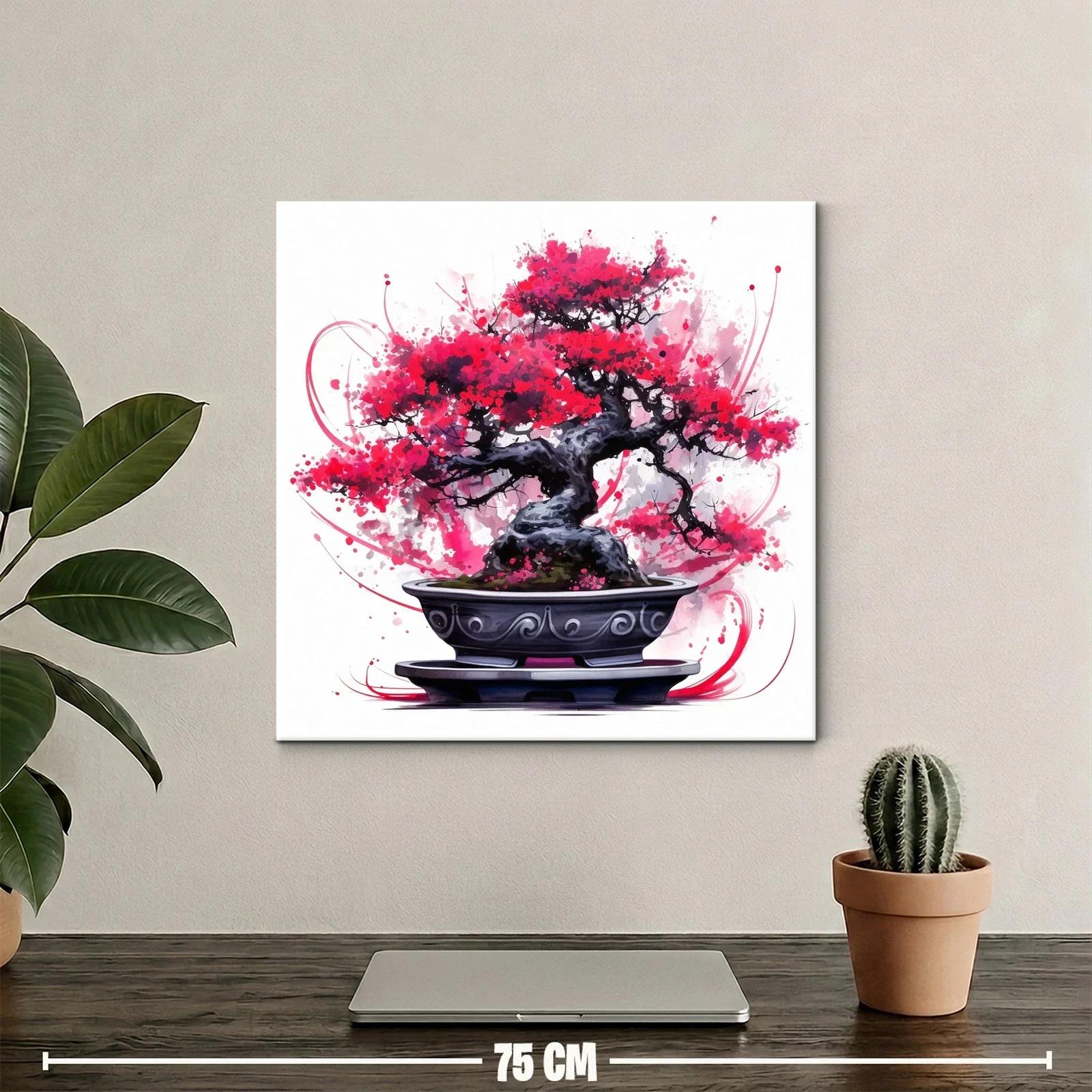 Bonsái con Flores Rojas en Estilo Artístico Vivo — miniatura 2