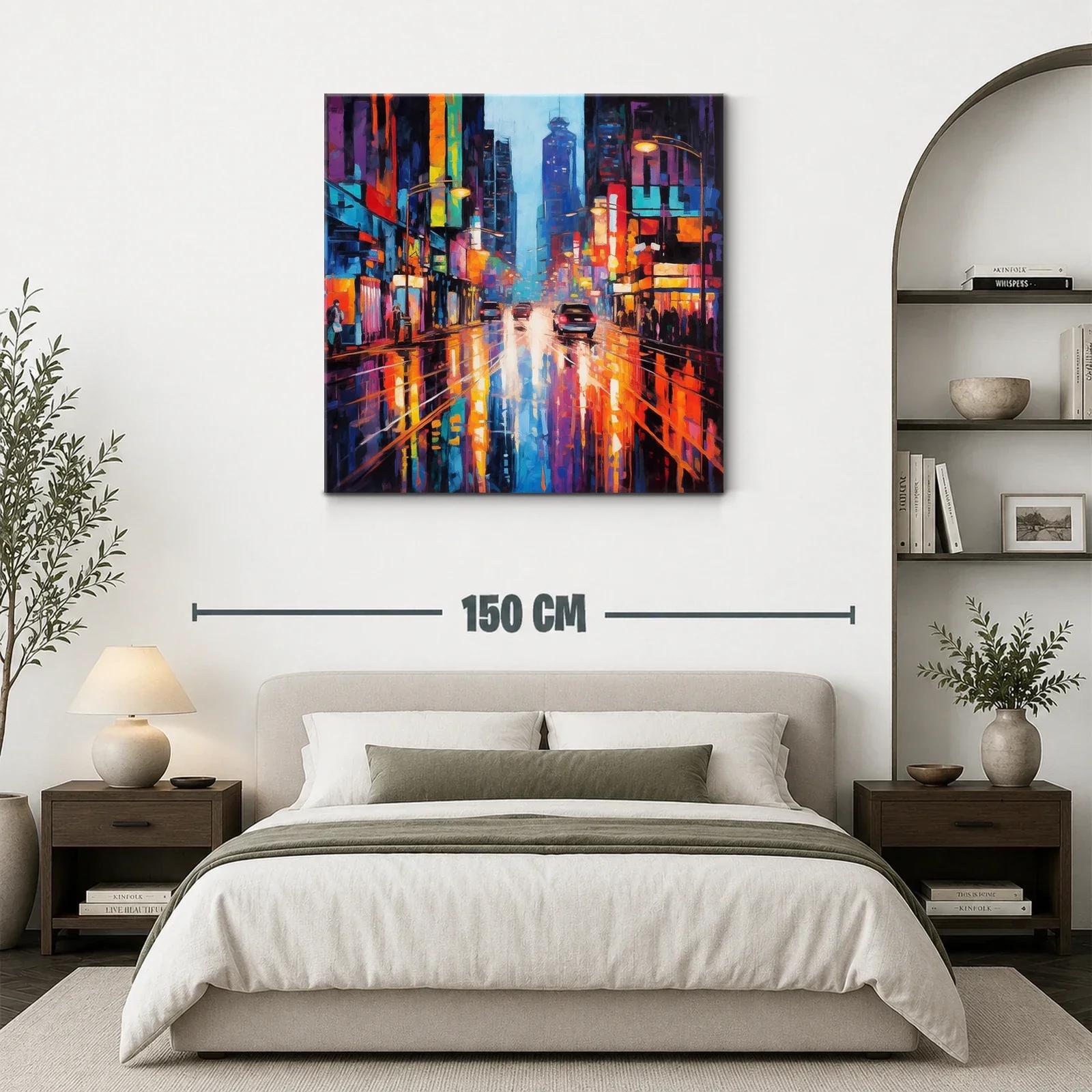 Ciudad vibrante con reflejos de luces de neón — miniatura 3