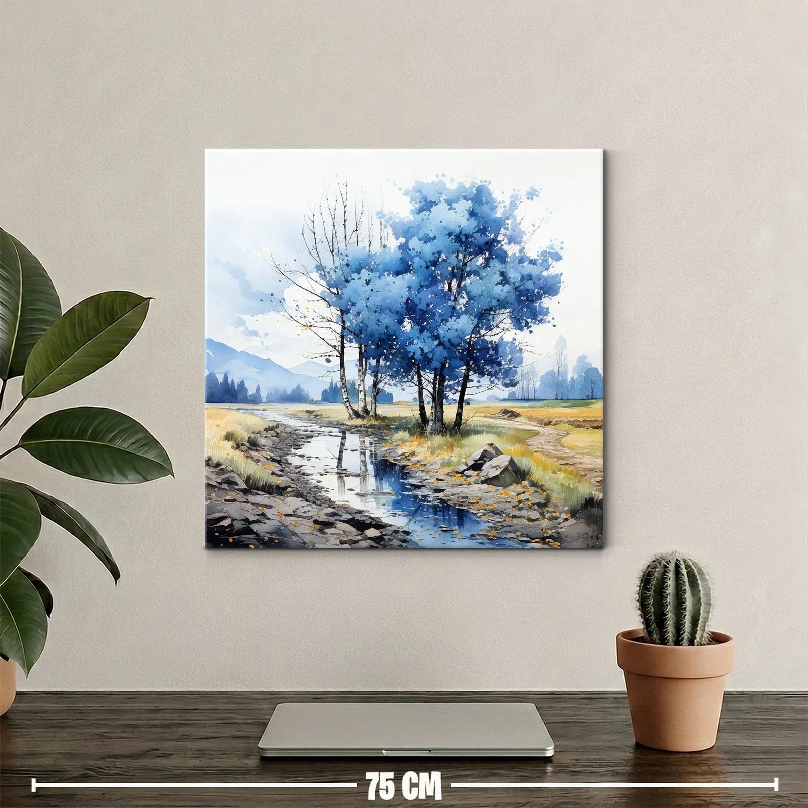 Paisaje sereno con árboles azules junto al riachuelo — miniatura 2