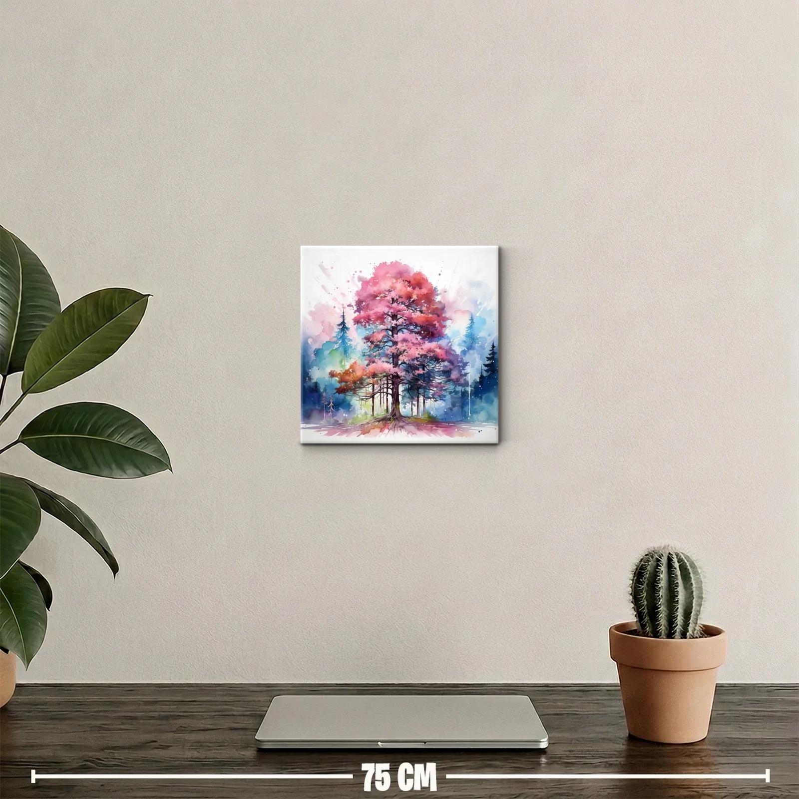 Árbol vibrante con tonos rosas y azules en entorno natural — miniatura 2