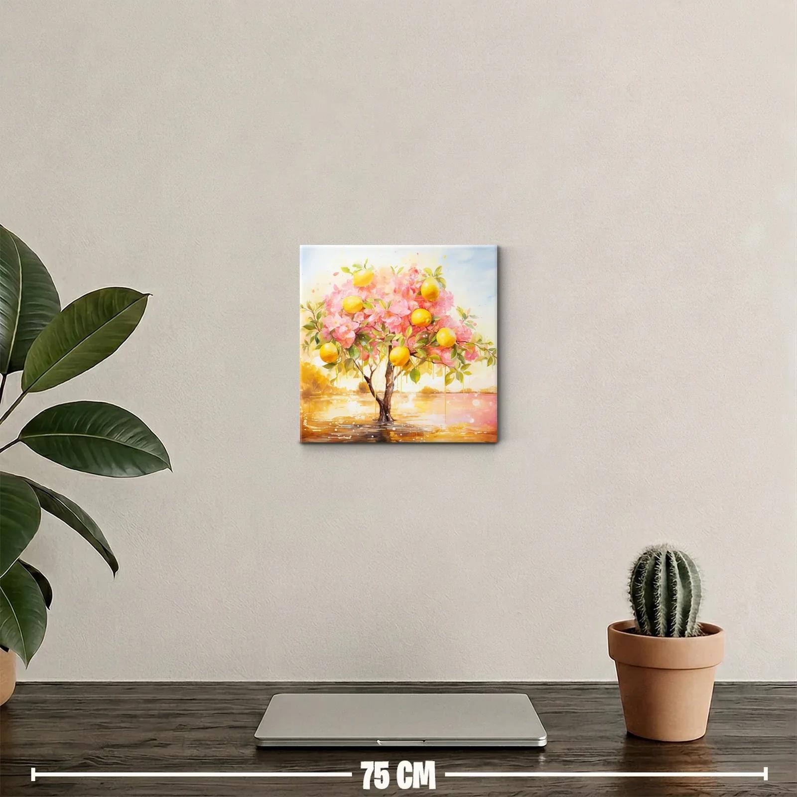 Árbol de limones con flores rosas en paisaje soleado — miniatura 2
