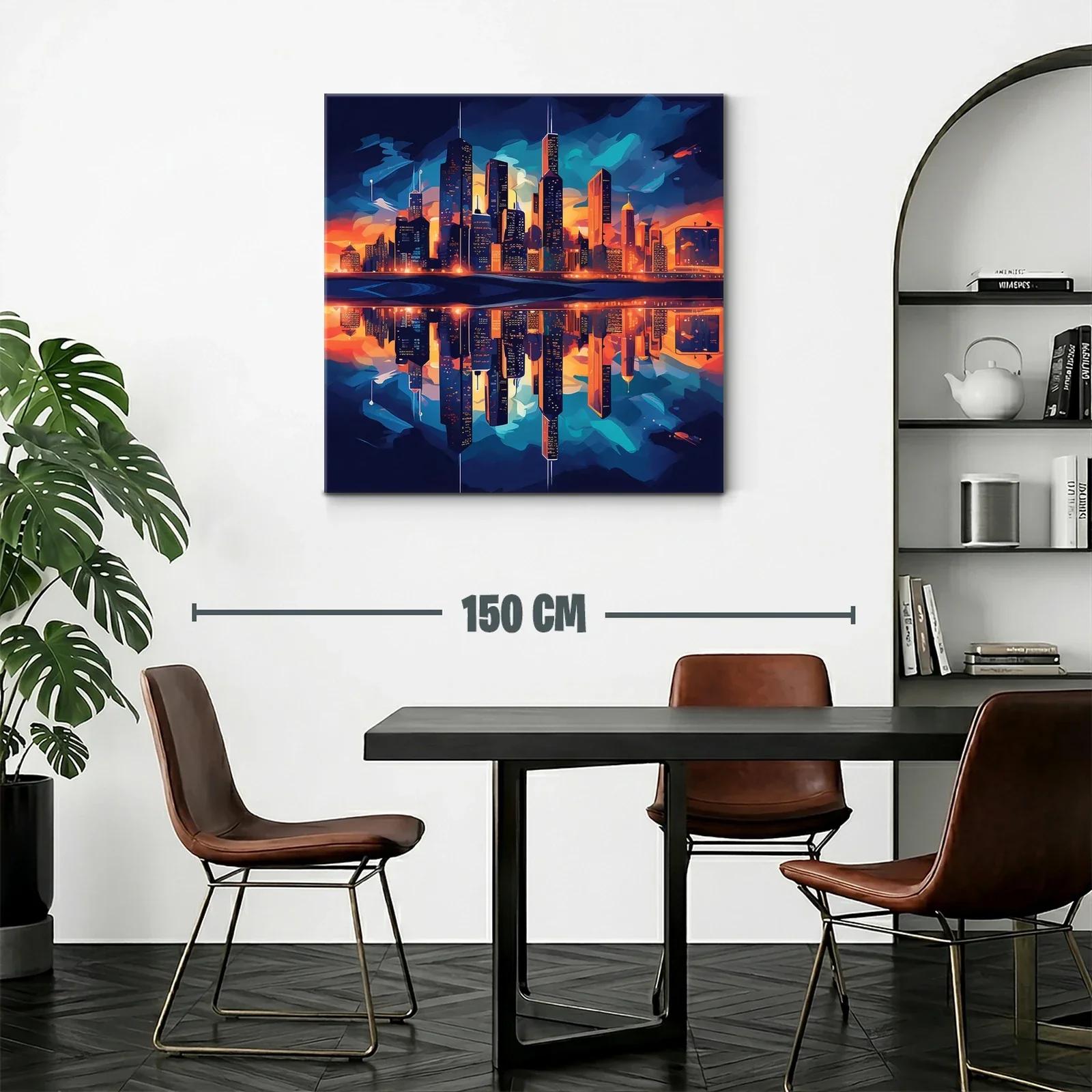 Impresionante skyline urbano al atardecer vibrante — miniatura 2