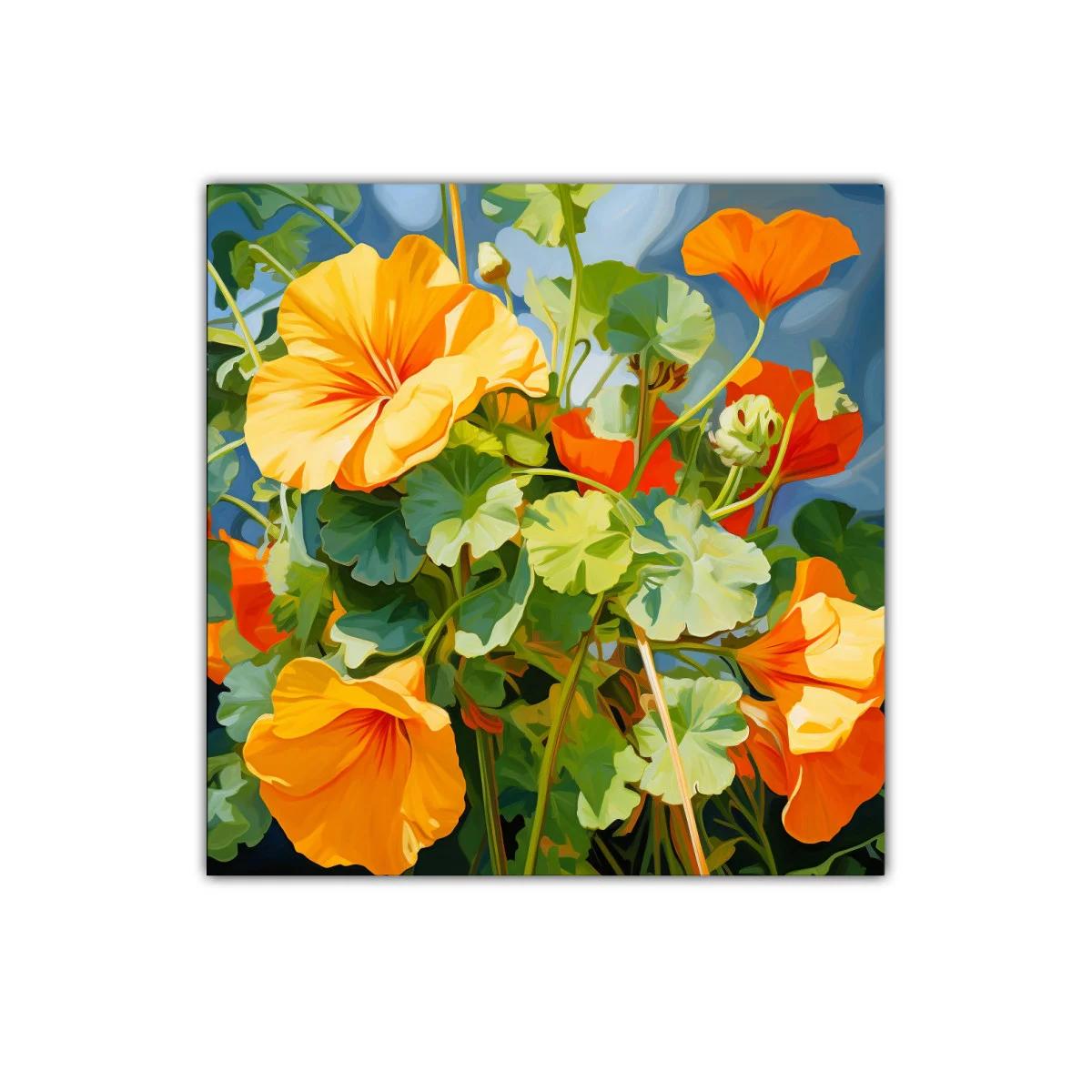 Cuadro decorativo floral con colores vivos y naturales