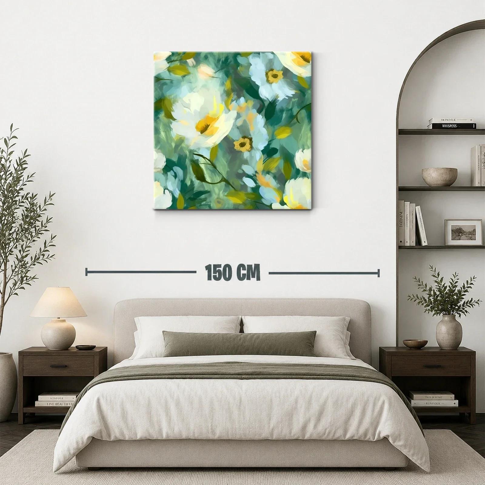 Cuadro floral con tonos verdes y amarillos vibrantes — miniatura 3